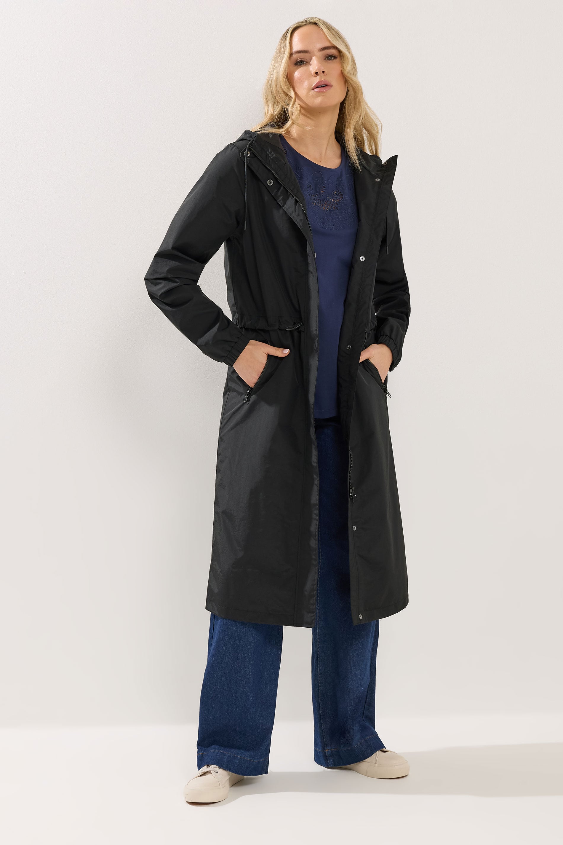 LTS Tall Women's Black Waterproof Longline Jacket | Long Tall Sally 3