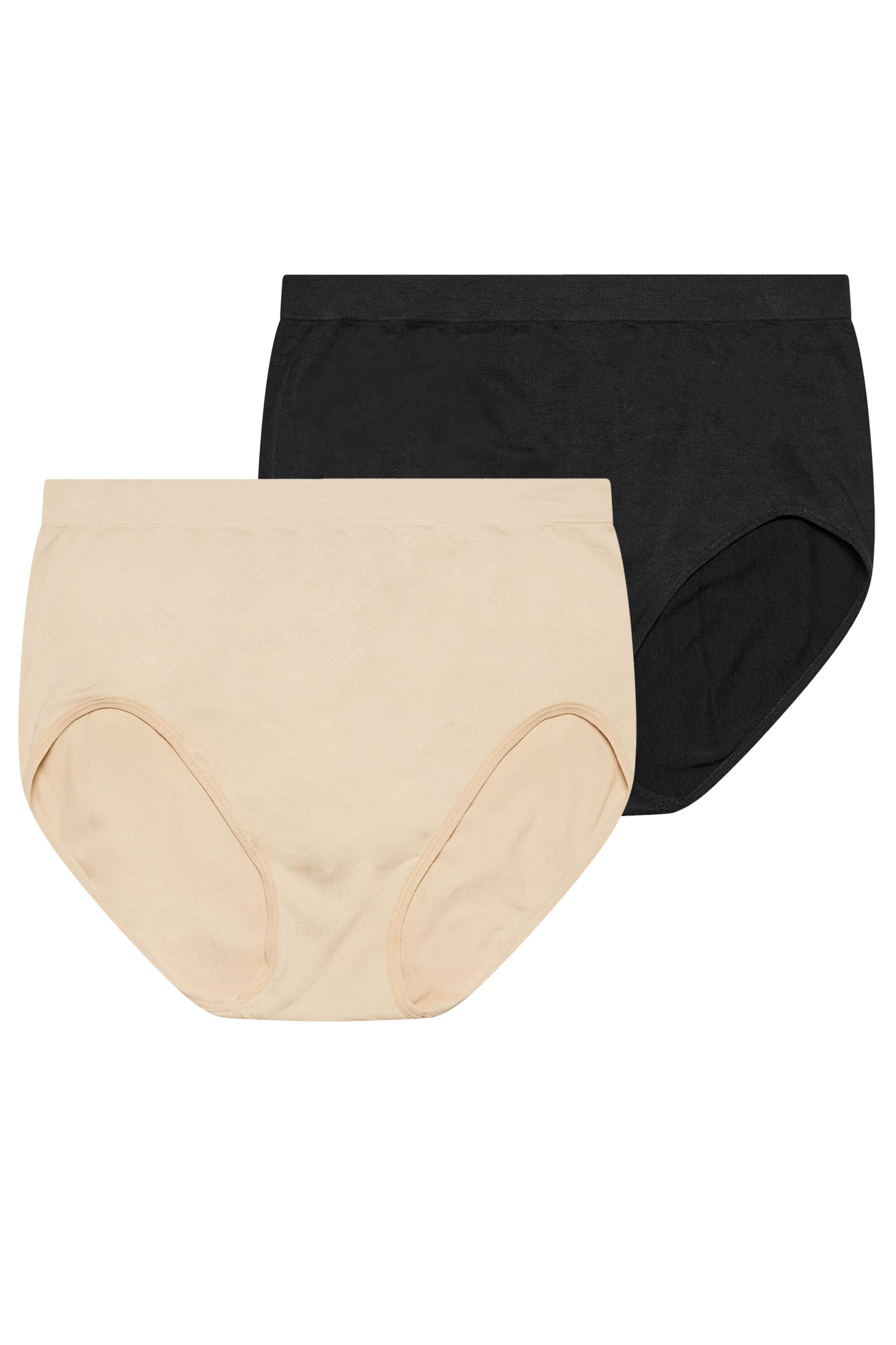 YOURSET Plus Size 3 PACK Black & Nude Seamless Light Control Full Briefs | Yours Clothing  3
