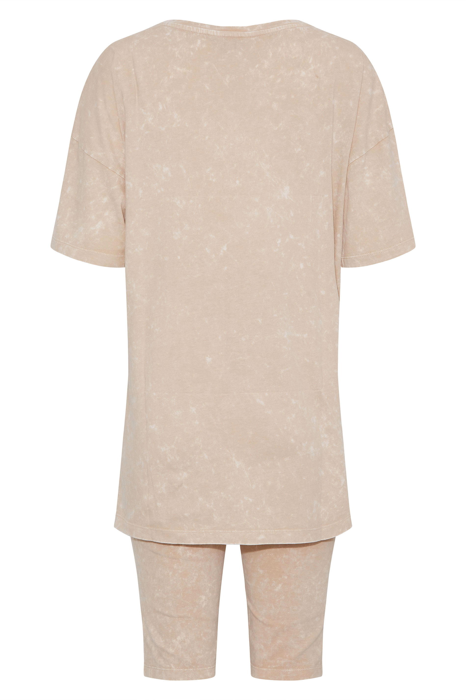 LTS Tall Maternity Beige Brown Acid Wash T-Shirt & Shorts Set | Long Tall Sally 3
