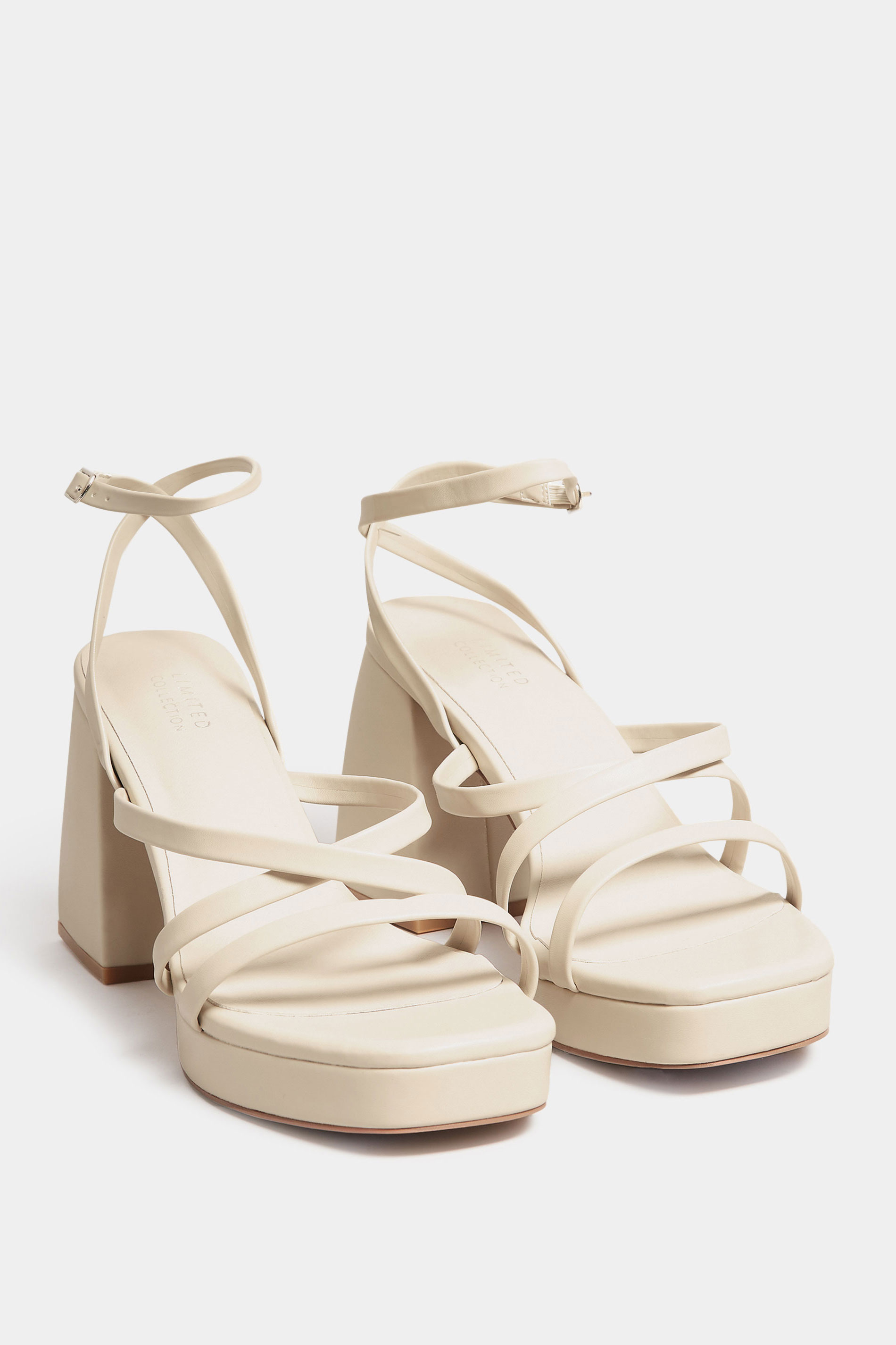 LIMITED COLLECTION Cream Strappy Platform Block Heel Sandals | Yours Clothing  2