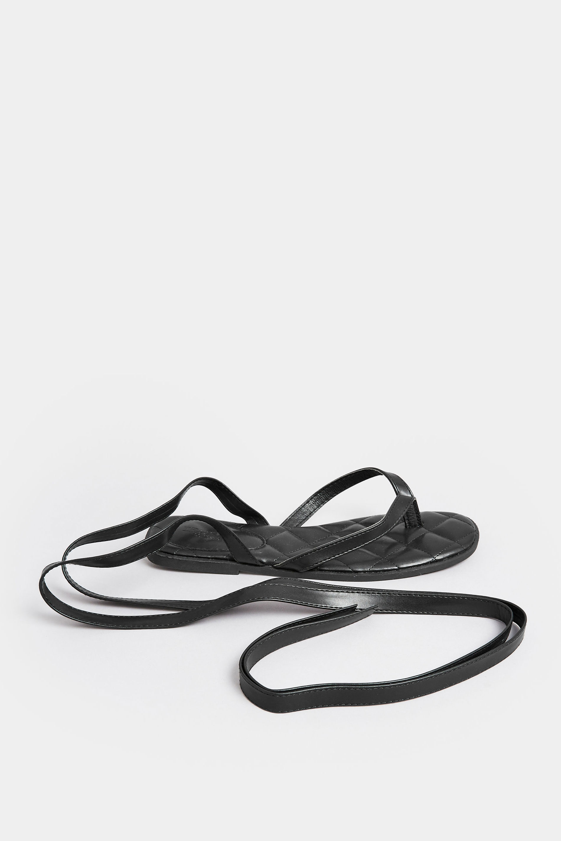 PixieGirl Black Ankle Strap Flat Sandals In Standard Fit | PixieGirl  3