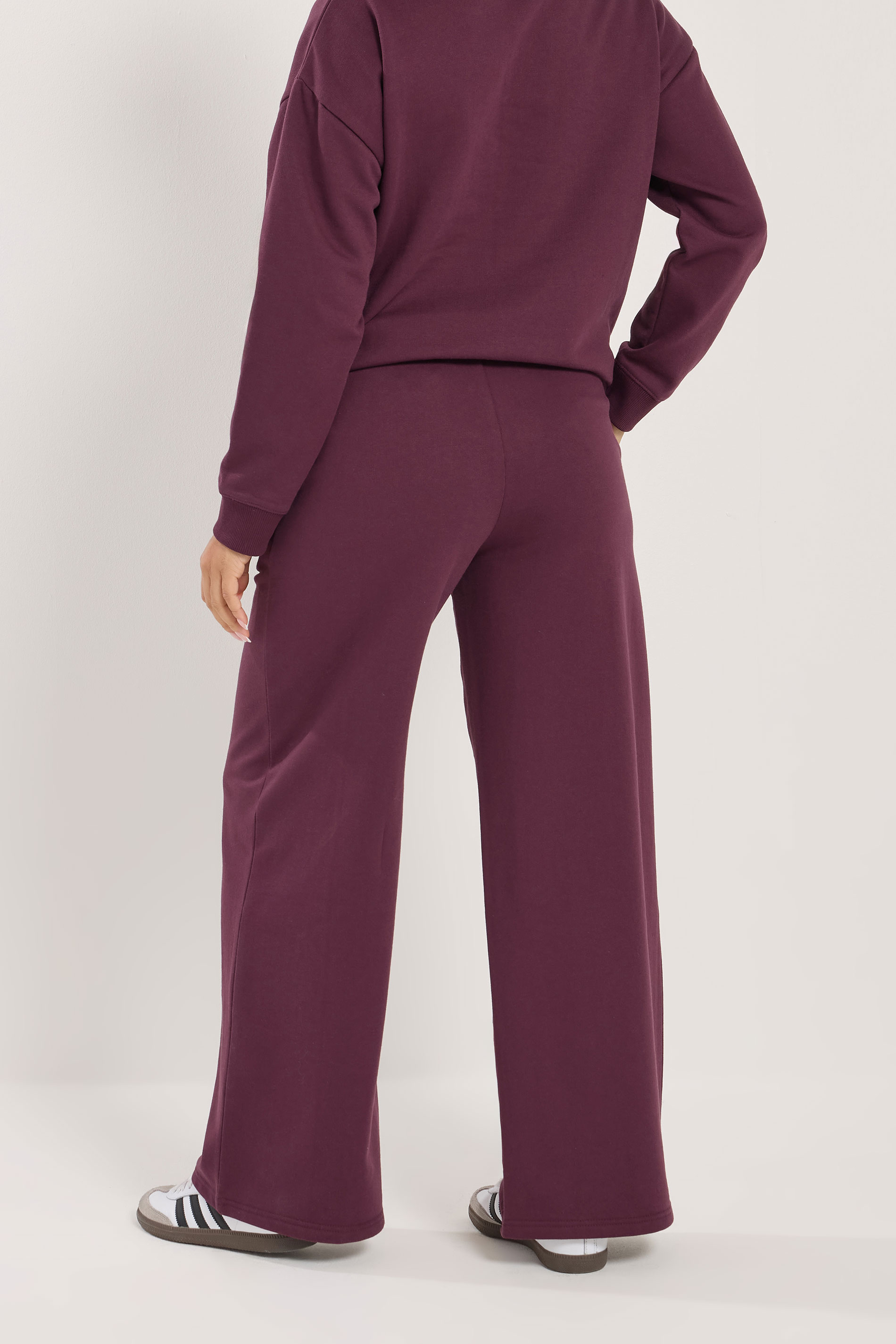 PixieGirl Petite Women's Burgundy Red 'Monte Carlo' Slogan Wide Leg Joggers | PixieGirl 2