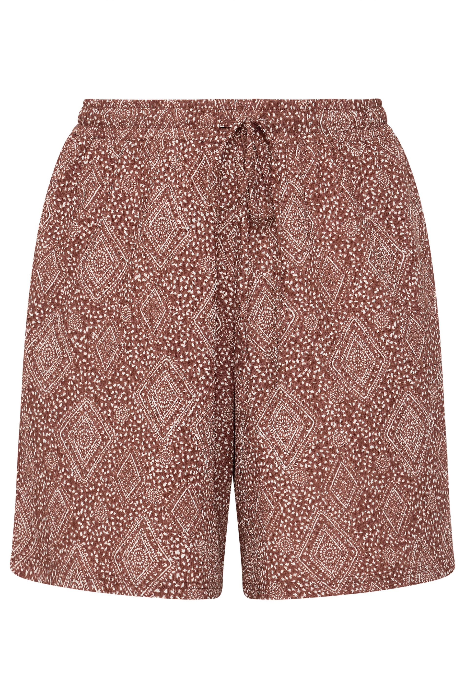 YOURS Plus Size Burnt Orange Textured Diamond Print Shorts | Yours Clothing 5