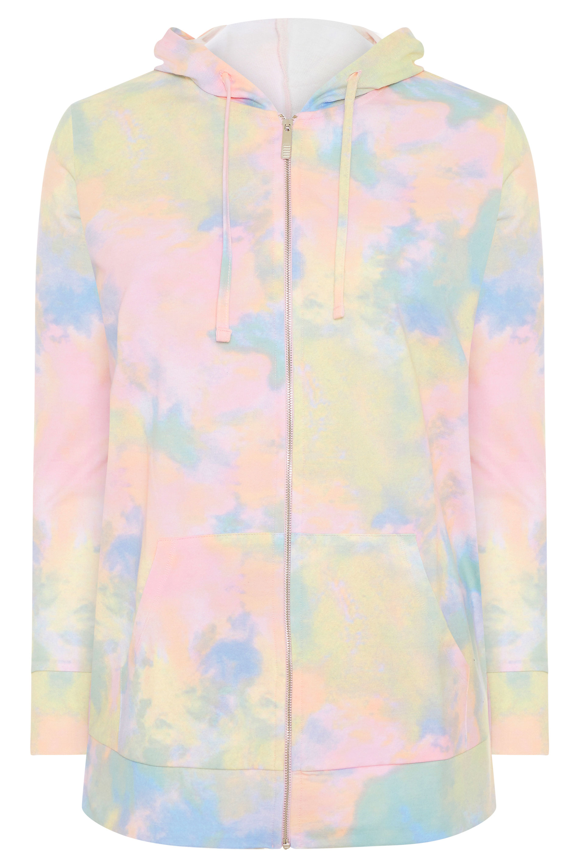 Multi Pastel Tie Dye Zip Hoodie Yours Clothing 