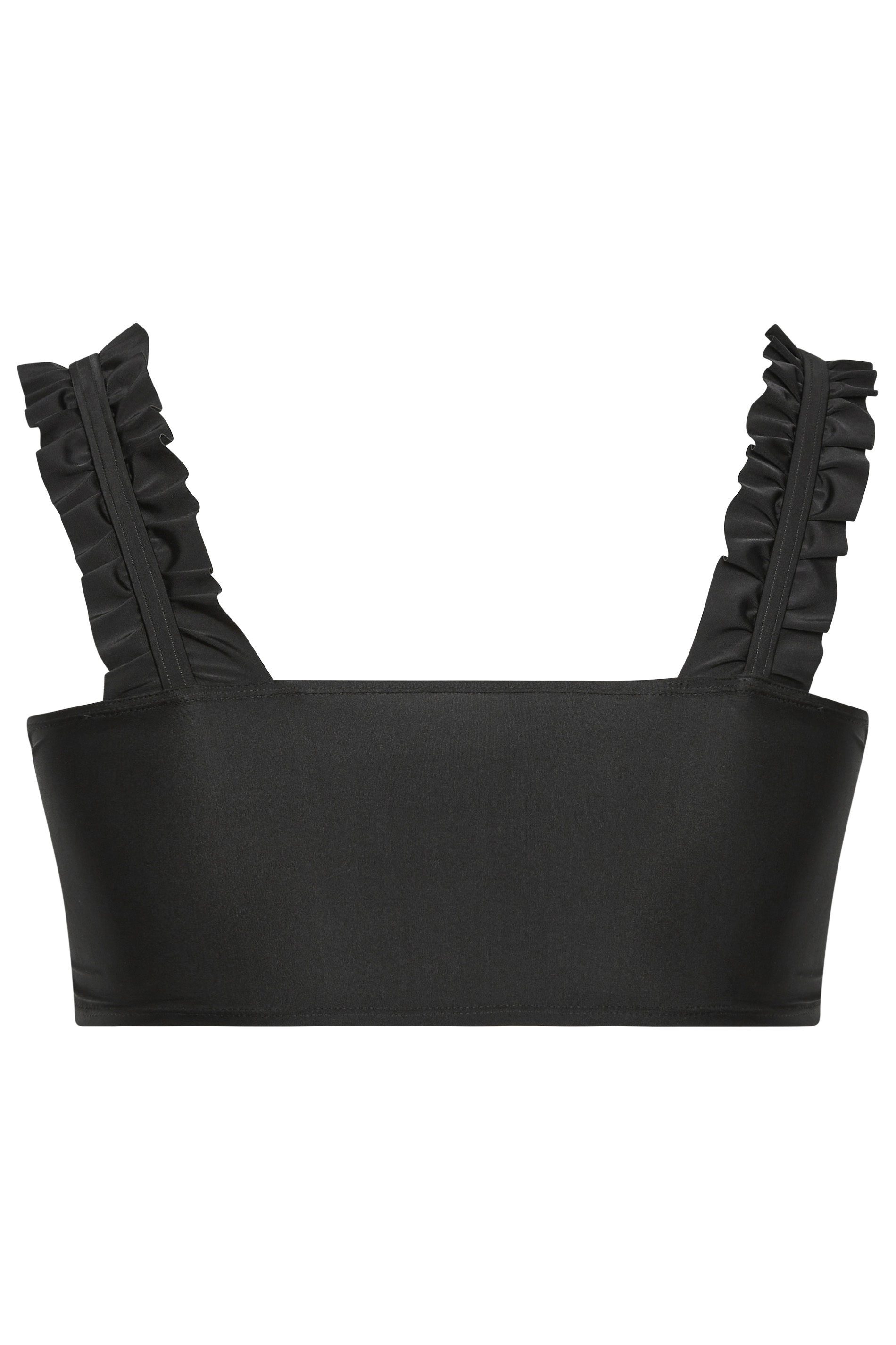 YOURS Plus Size Black Frill Strap Bikini Top Yours Clothing