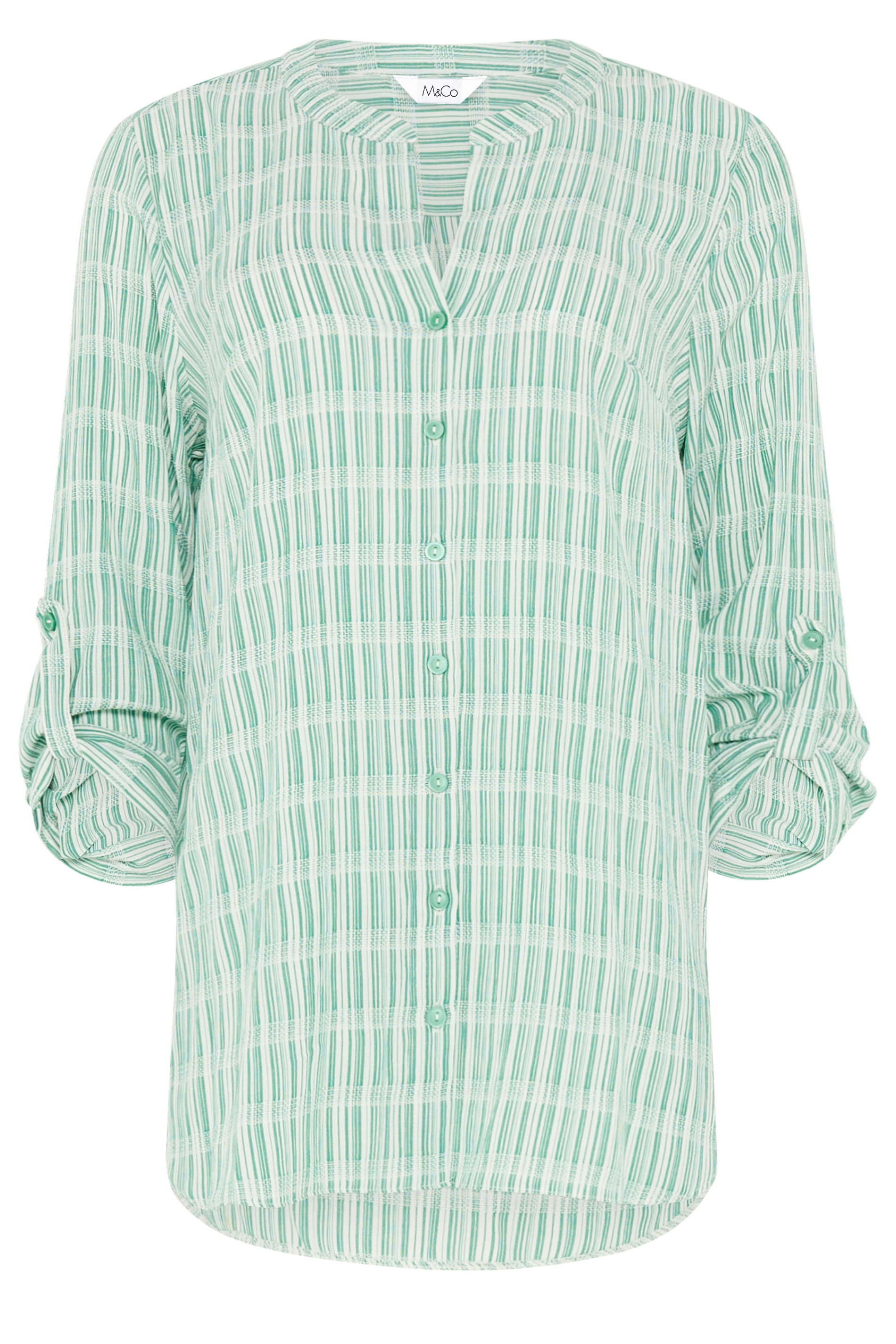 M&Co Green Stripe Notch Neck Blouse | M&Co 5