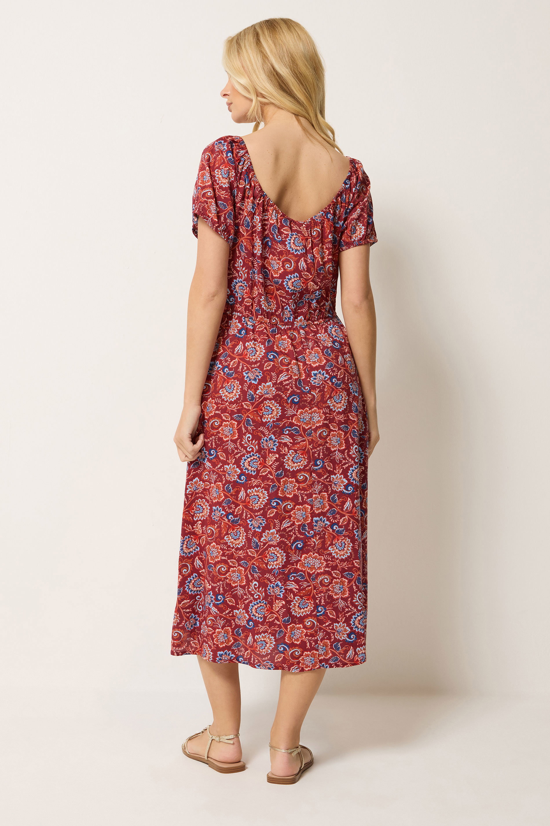 M&Co Red Abstract Print Scoop Neck Dress | M&Co 2