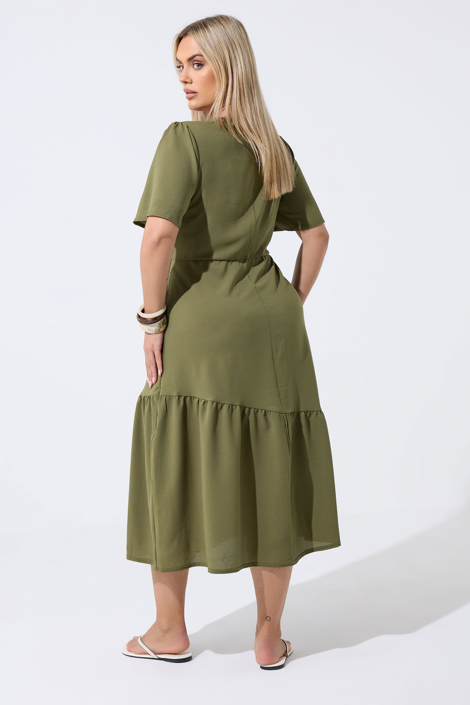 LIMITED COLLECTION Plus Size Khaki Green Deep V-Neck Maxi Dress | Yours Clothing 2
