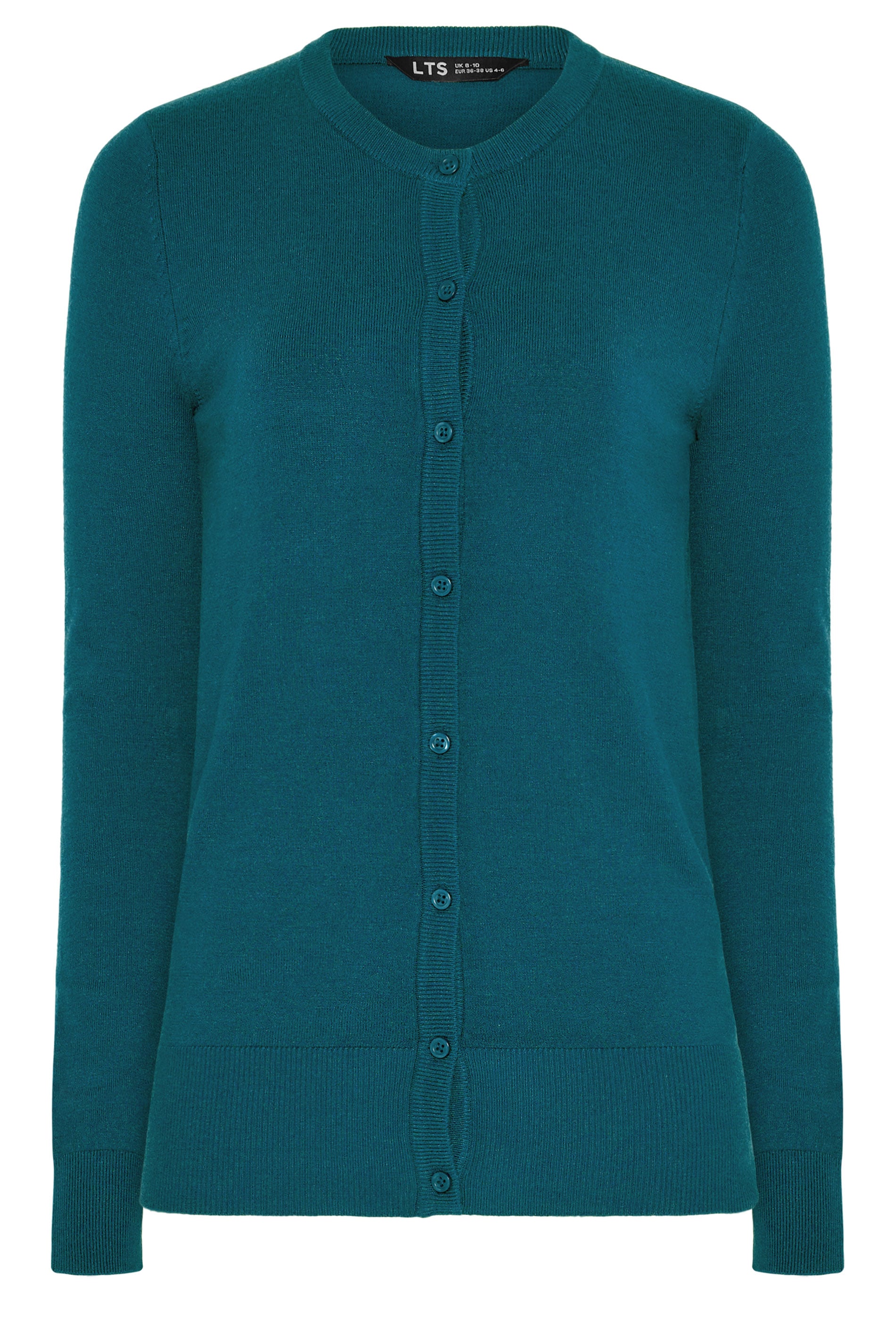 LTS Tall Teal Blue Crew Neck Button Cardigan | Long Tall Sally 5