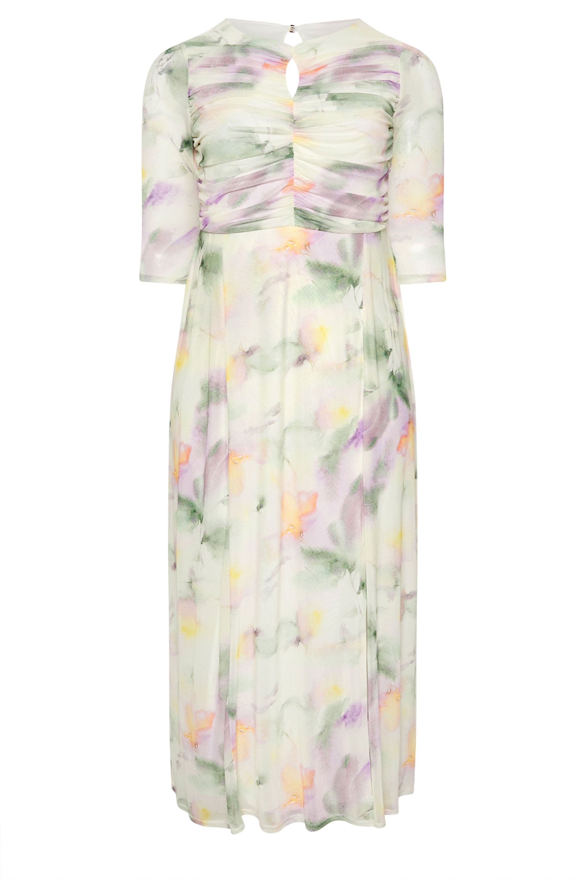 YOURS LONDON Plus Size Ivory White Abstract Keyhole Detail Maxi Dress | Yours Clothing 5