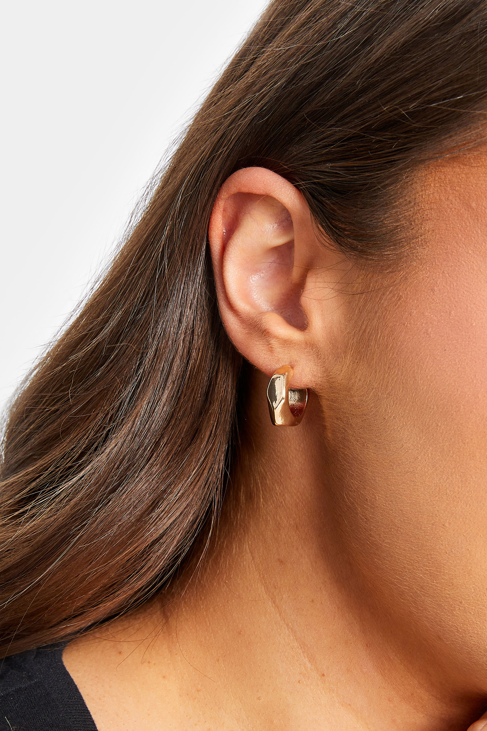 Gold Small Geometric Hoop Earrings | Yours Clothing  1