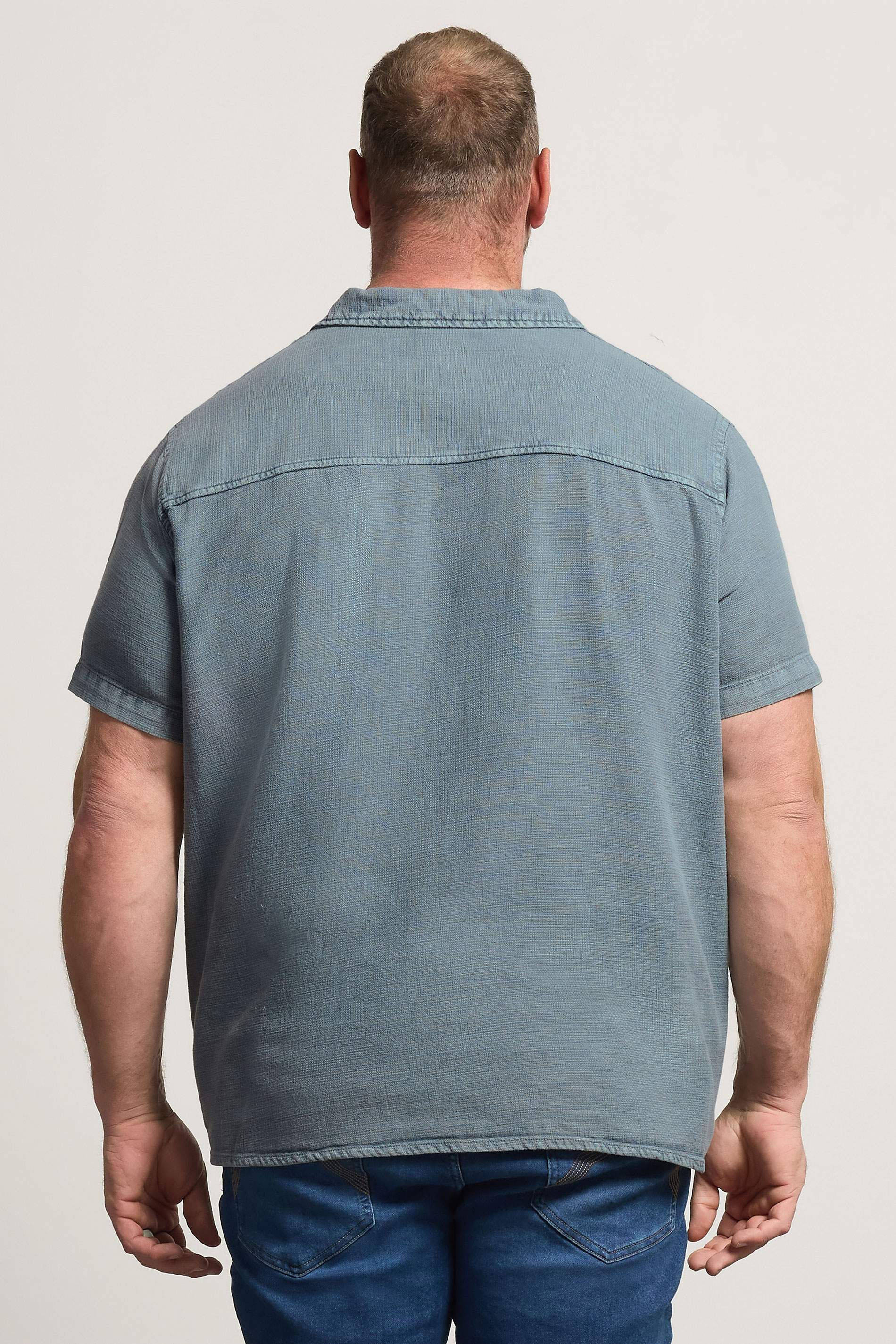 BadRhino Big & Tall Blue Acid Wash Cotton Shirt | BadRhino 4