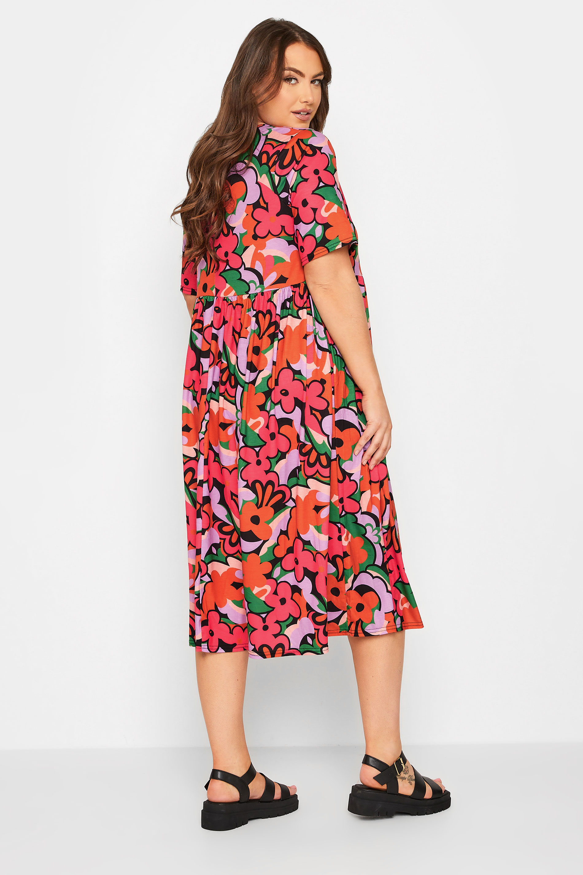 LIMITED COLLECTION Plus Size Pink Abstract Floral Print Midaxi Dress | Yours Clothing 3