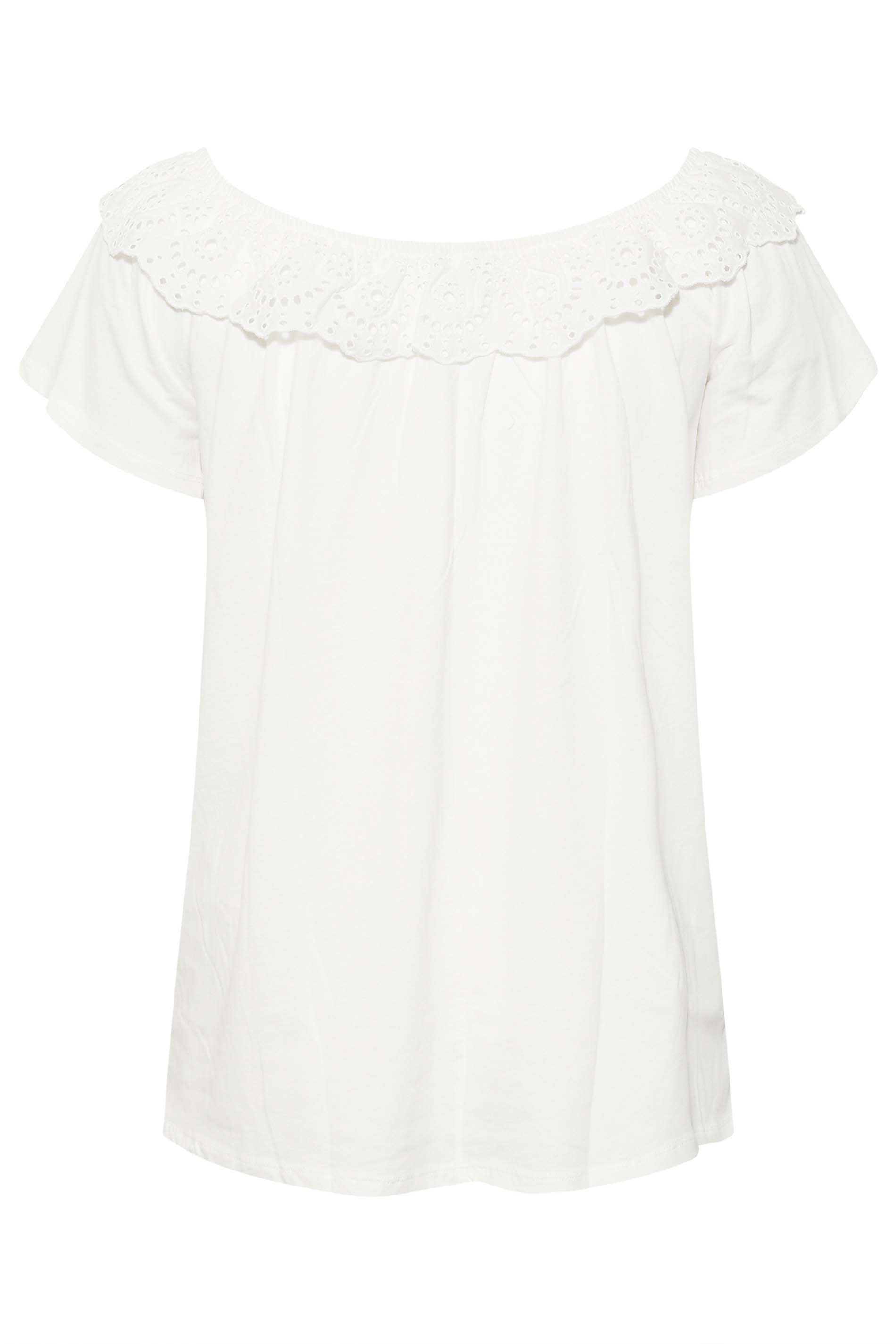 Plus Size White Broderie Anglaise Scallop Top | Yours Clothing