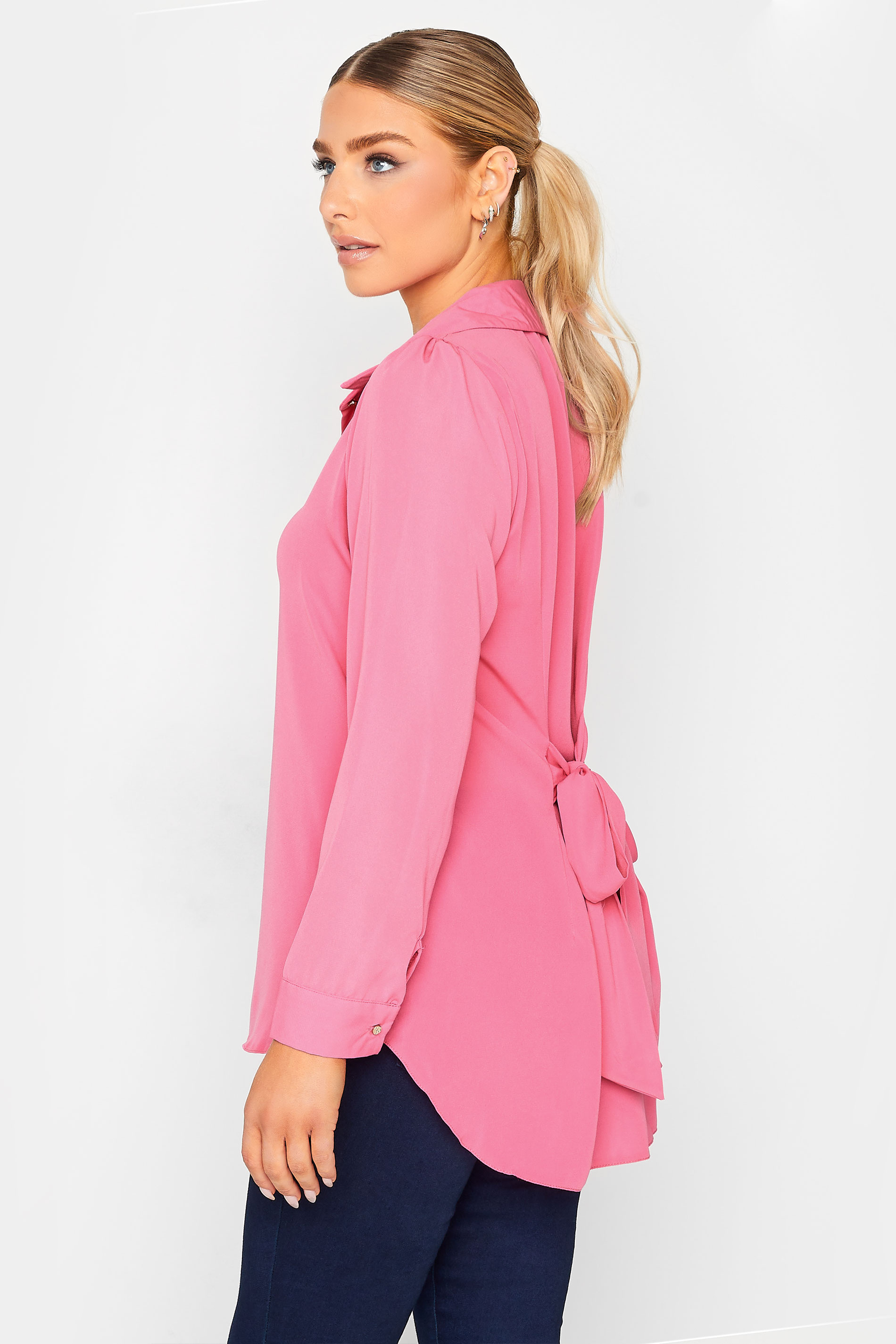 M&Co Hot Pink Tie Waist Tunic Shirt | M&Co 3