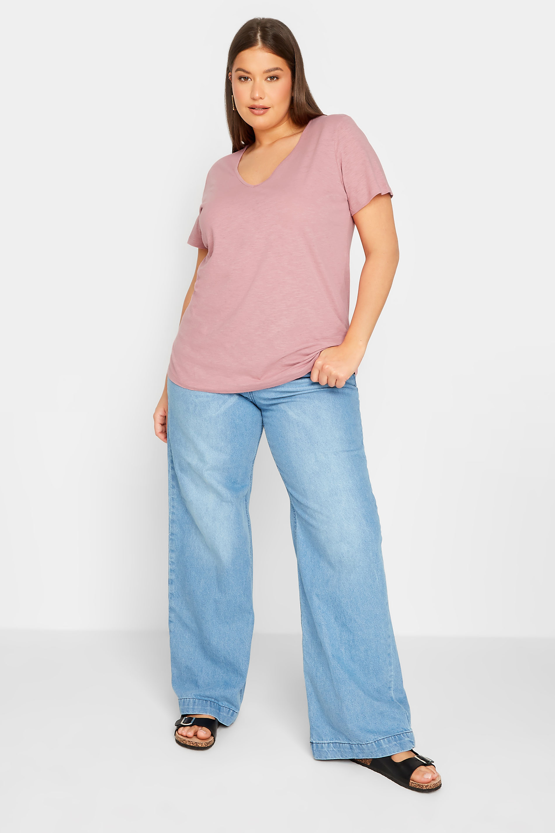 LTS Tall Women's Blush Pink Short Sleeve Cotton T-Shirt | Long Tall Sally 2
