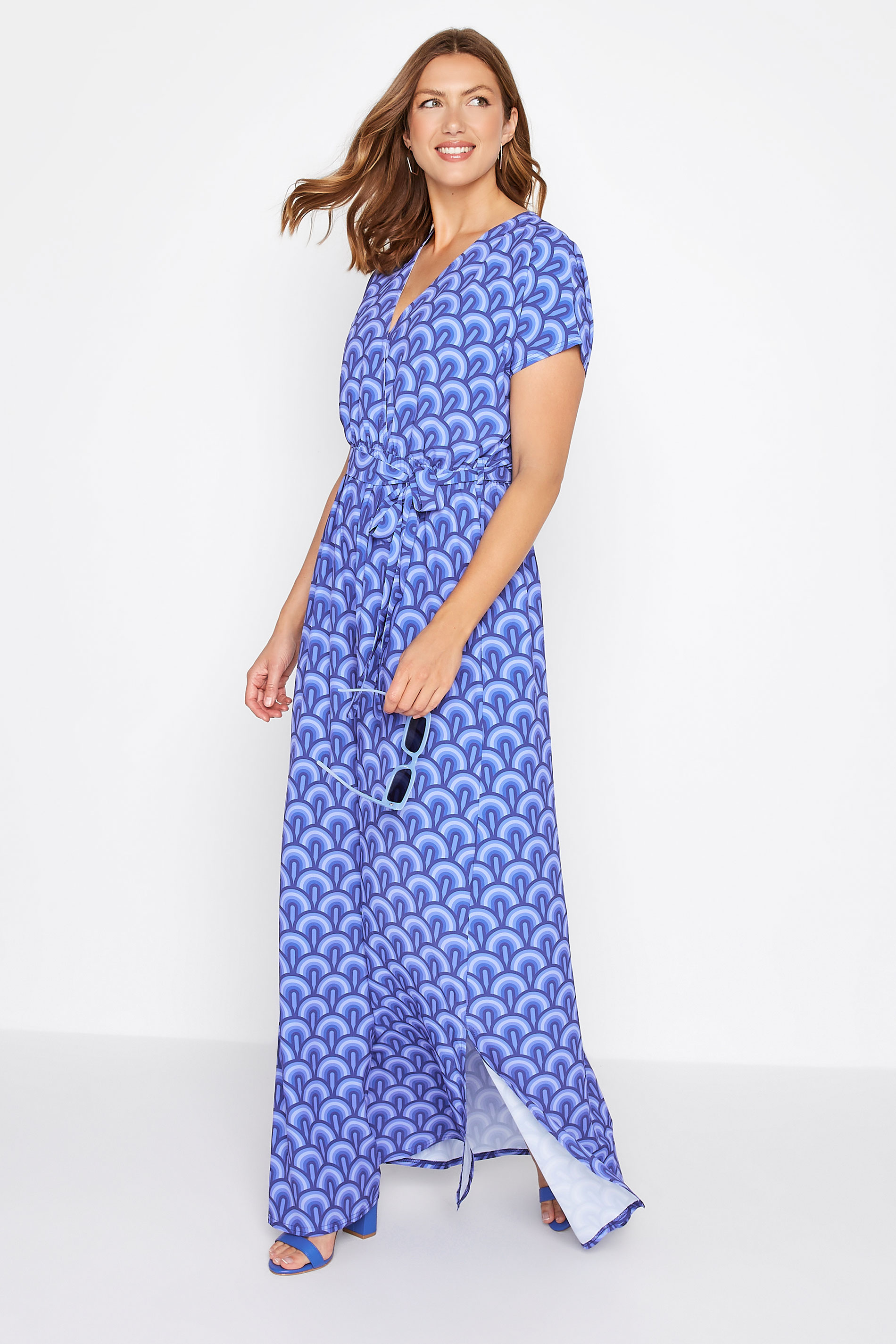 LTS Tall Women's Blue Geometric Print Maxi Dress | Long Tall Sally 2