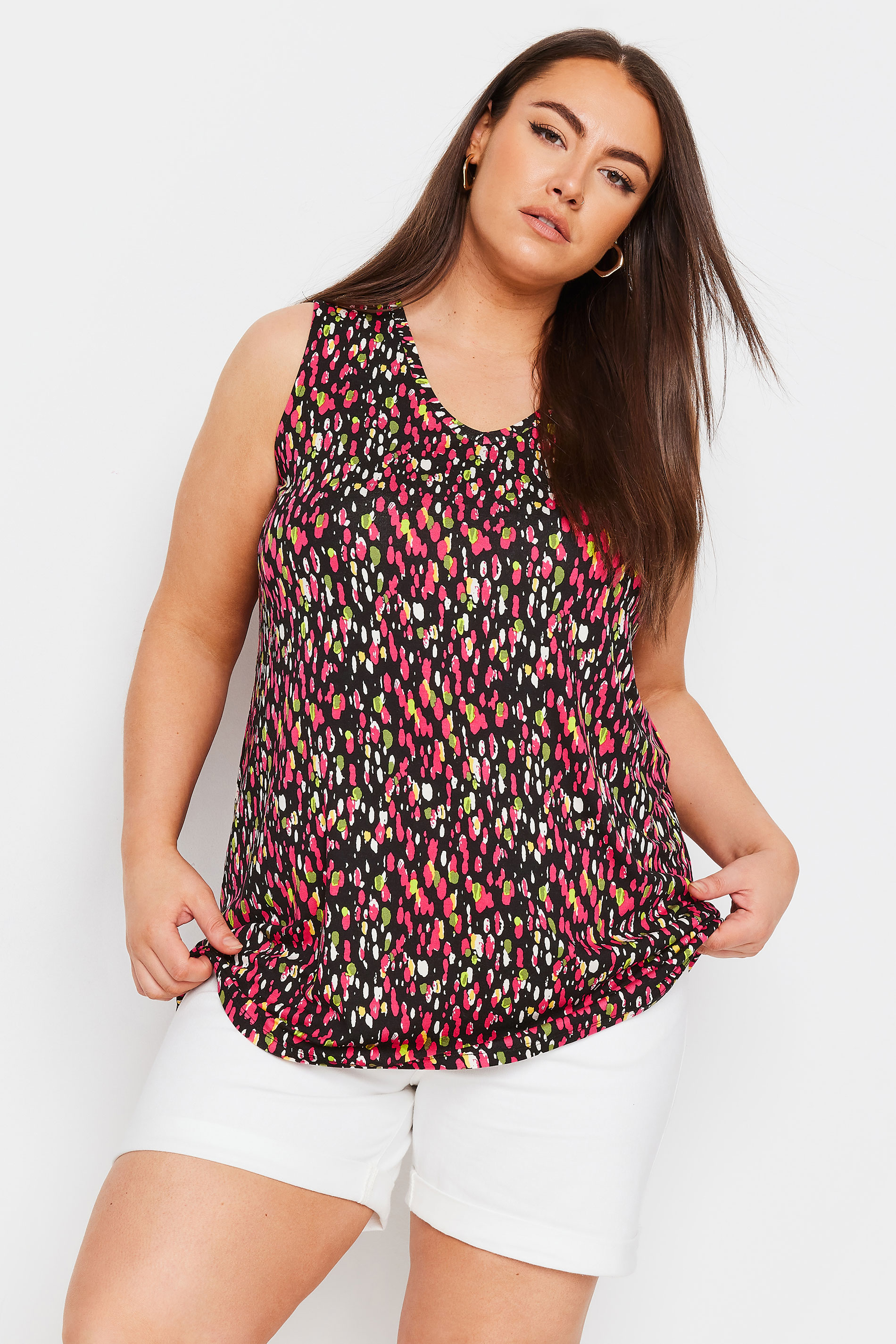 YOURS Plus Size Black Abstract Print Vest Top | Yours Clothing 1