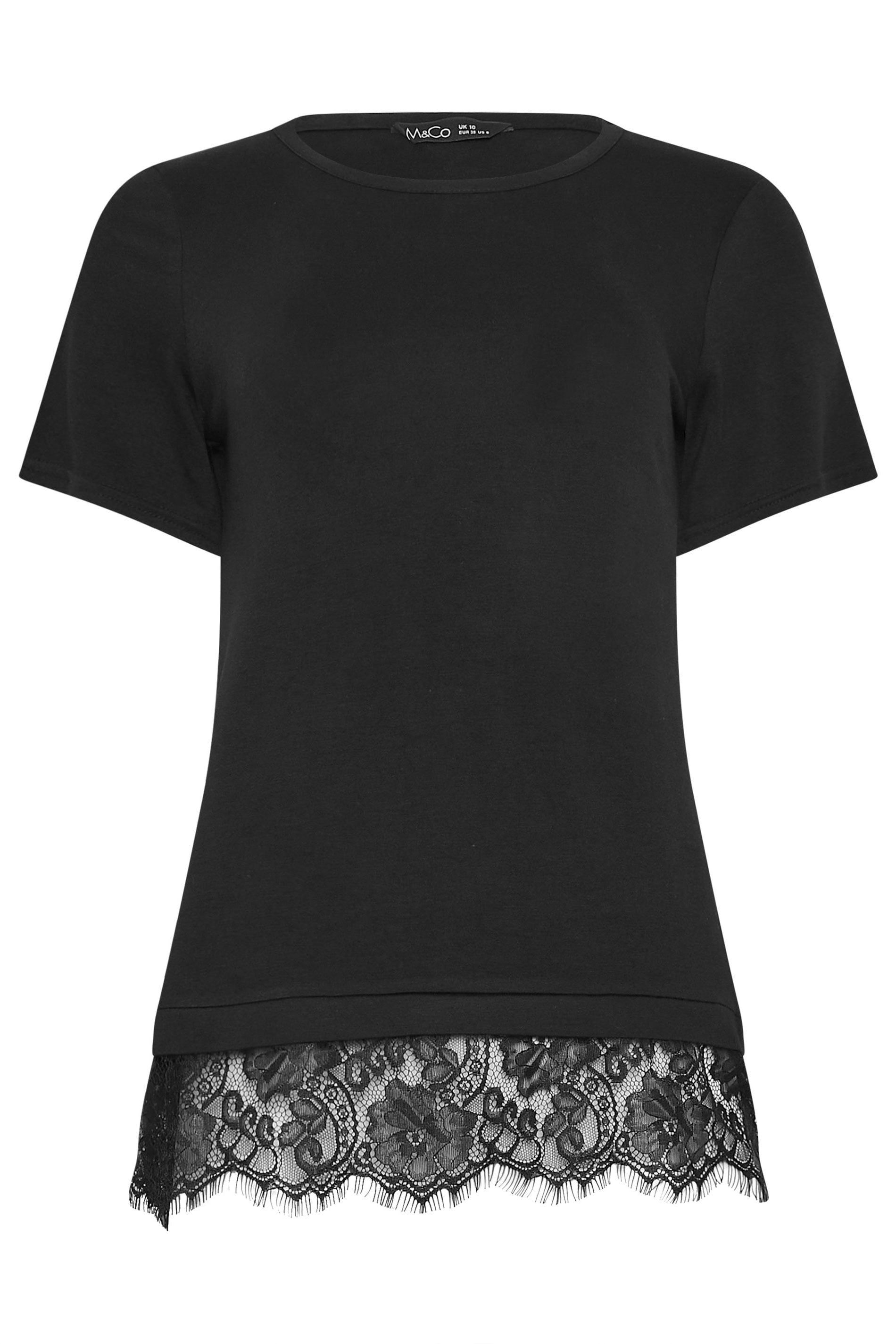 M&Co Black Lace Hem T Shirt | M&Co 5