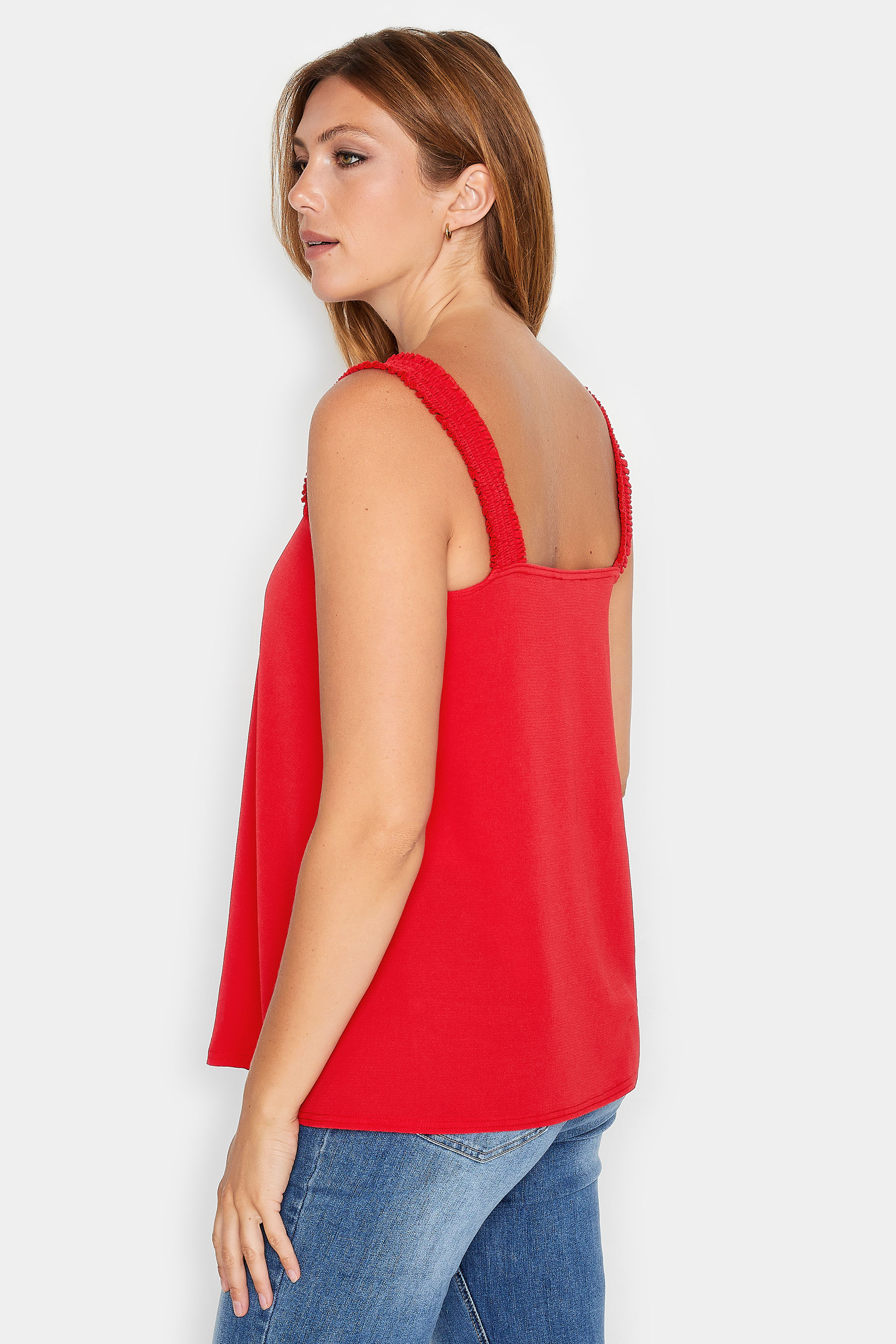 LTS Tall Women's Red Ruched Swing Cami Top 3