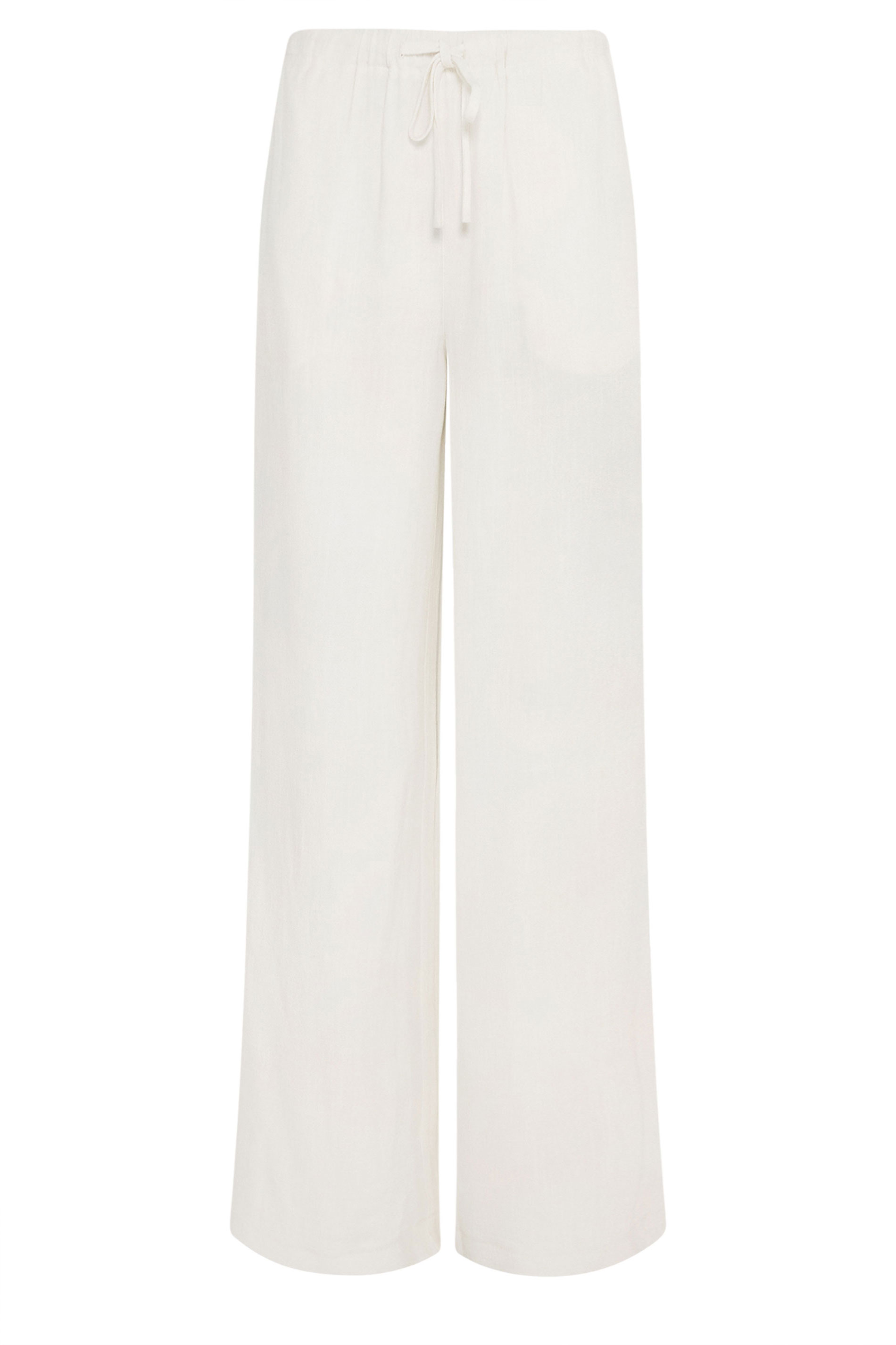 LTS Tall Women's White Wide Leg Linen Trousers | Long Tall Sally 5