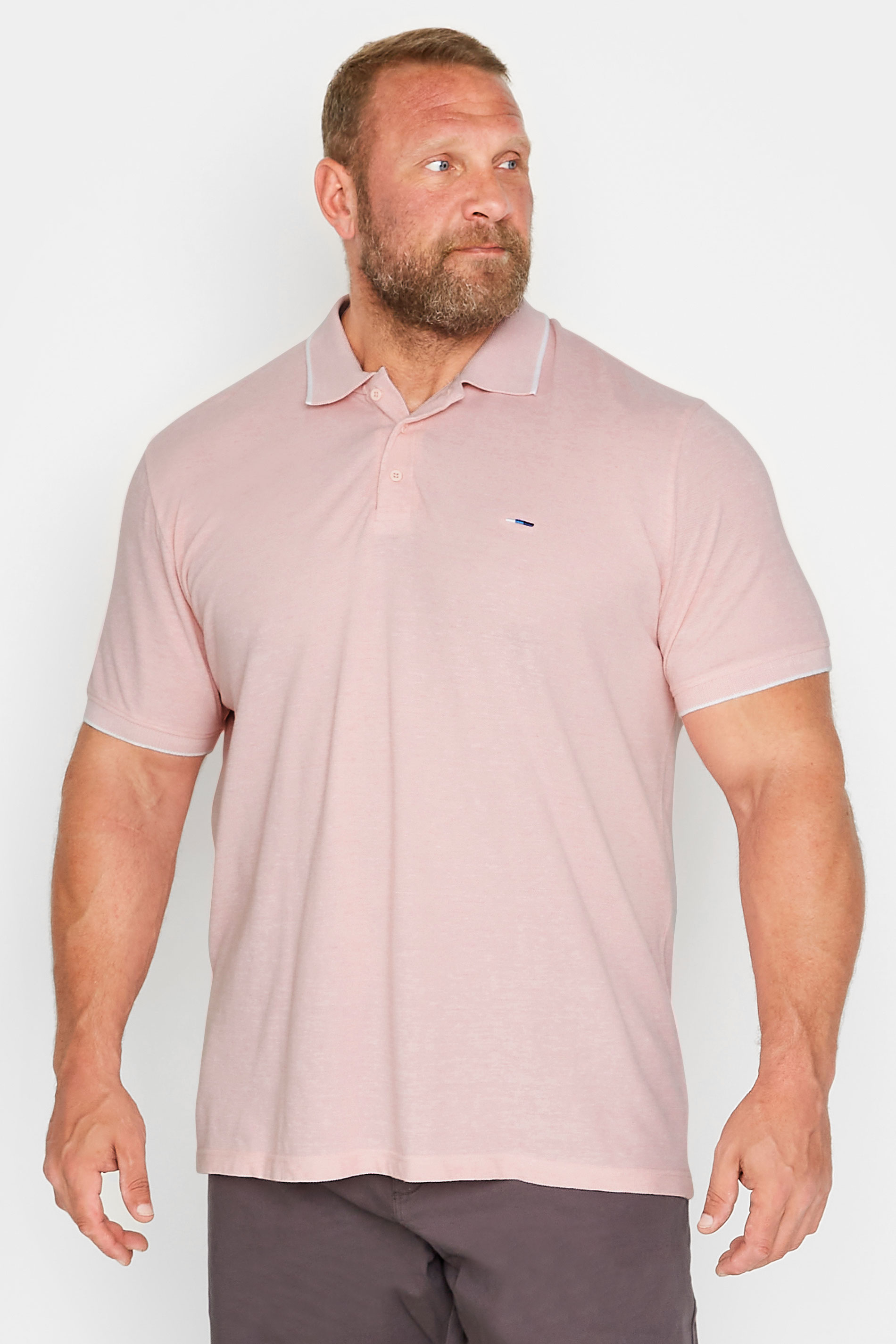 BadRhino Big & Tall Light Pink Birdseye Polo Shirt | BadRhino 1