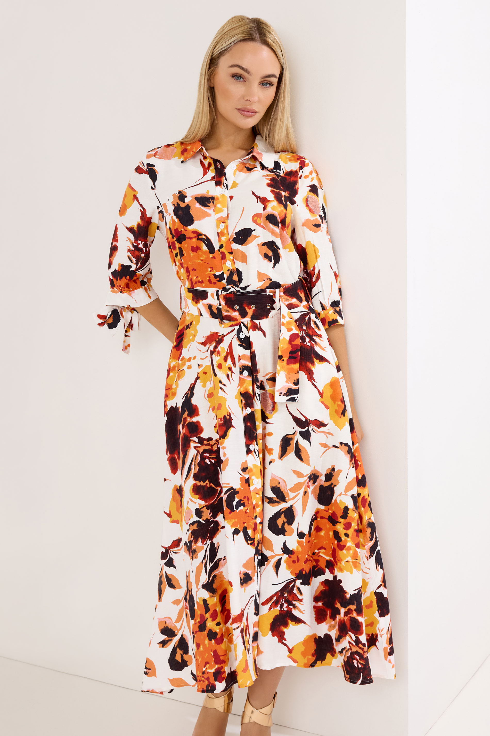 STAR Orange Abstract Print Shirt Dress | StarByJM 1