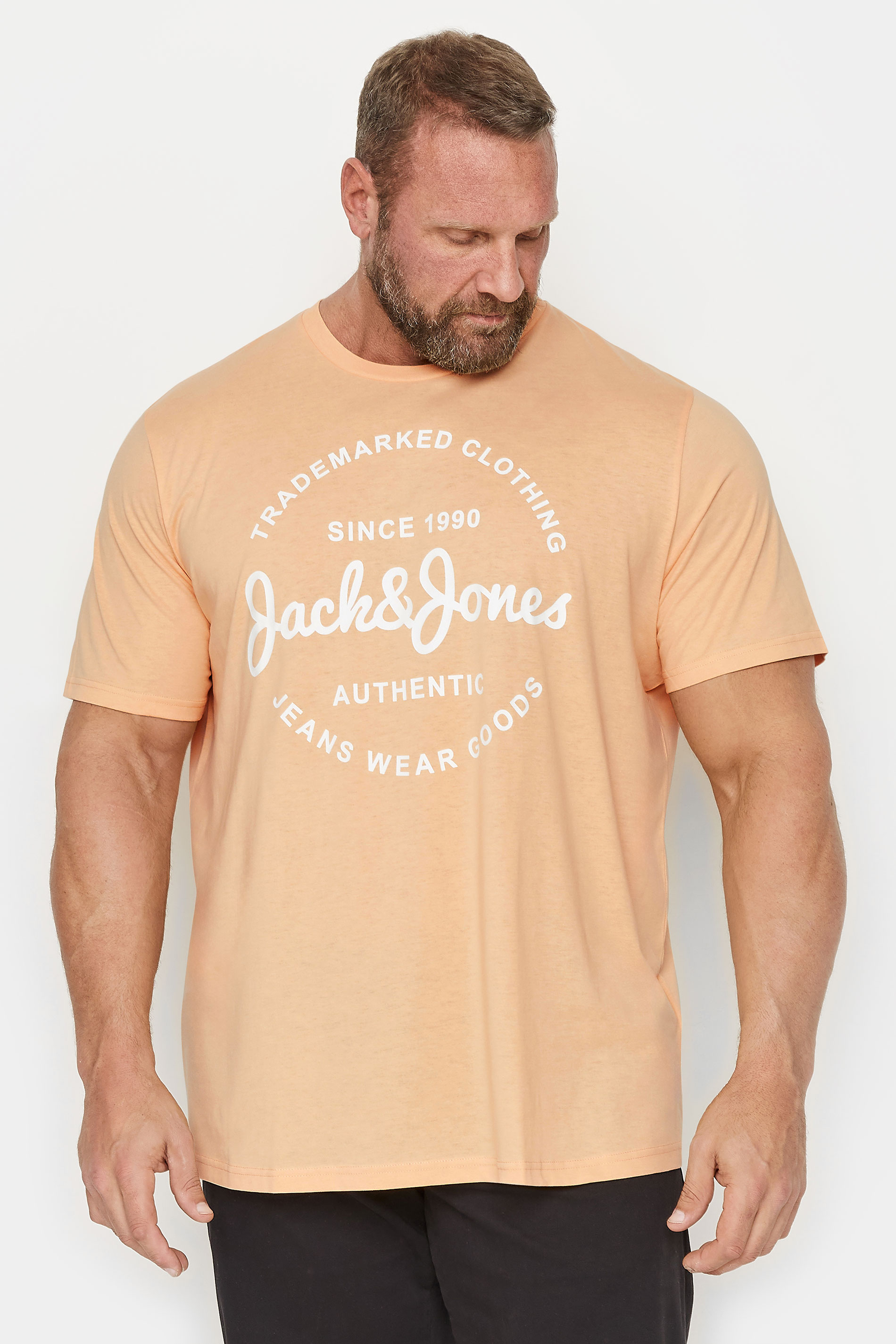 JACK & JONES Big & Tall Apricot Orange Short Sleeve T-Shirt | BadRhino 1