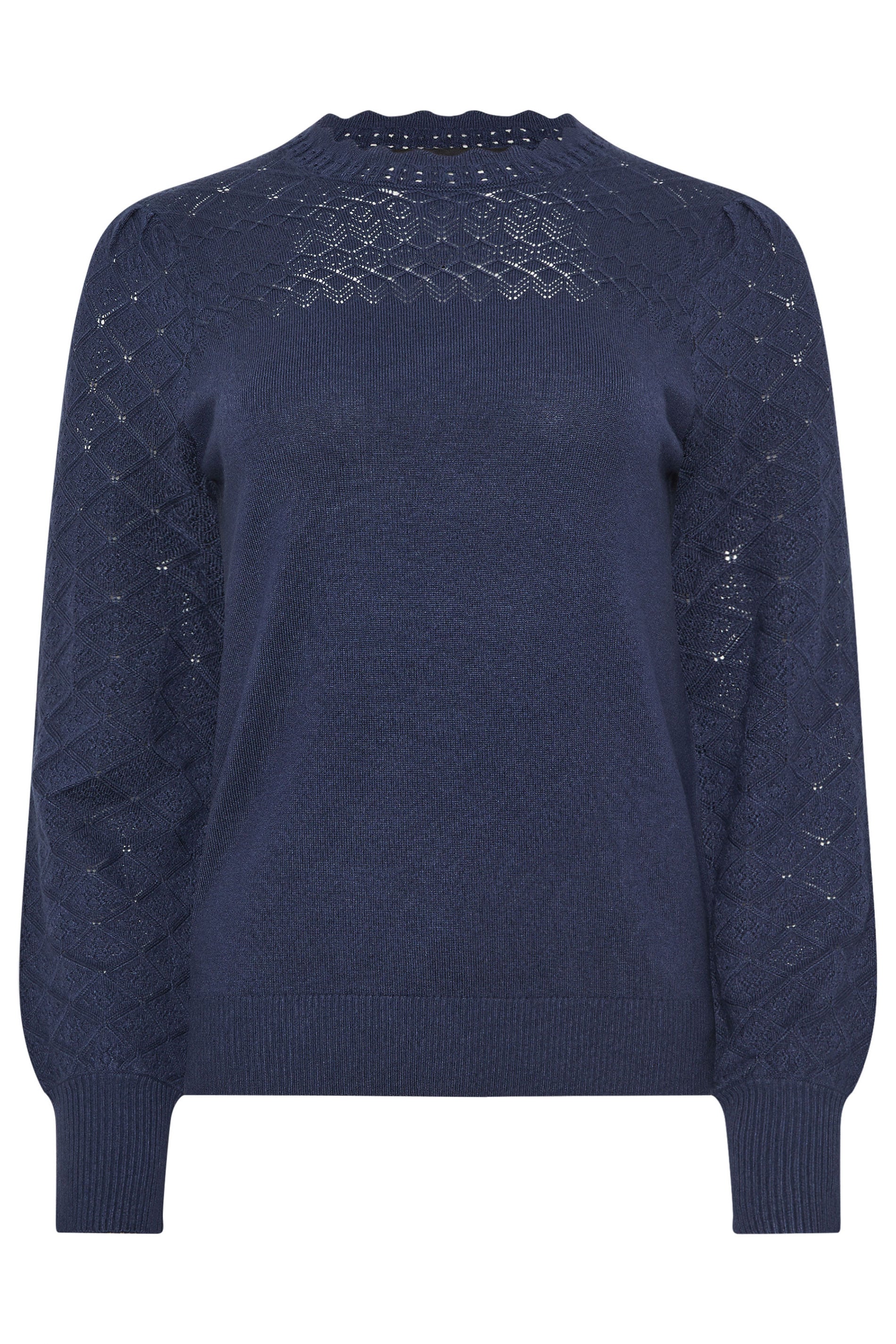 M&Co Navy Blue Pointelle Sleeve Jumper | M&Co 5