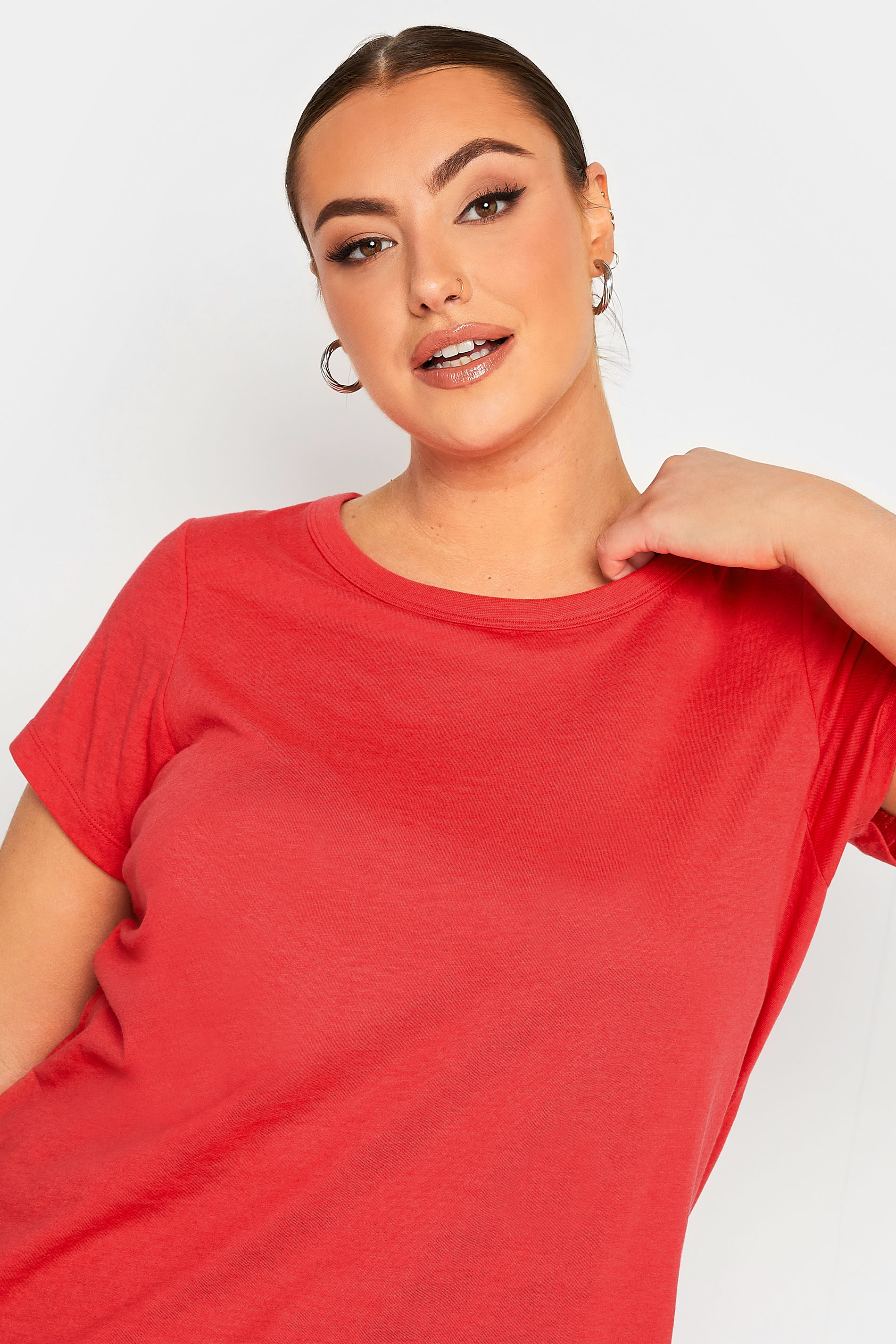 YOURS Plus Size Red Long Sleeve Essential T-Shirt