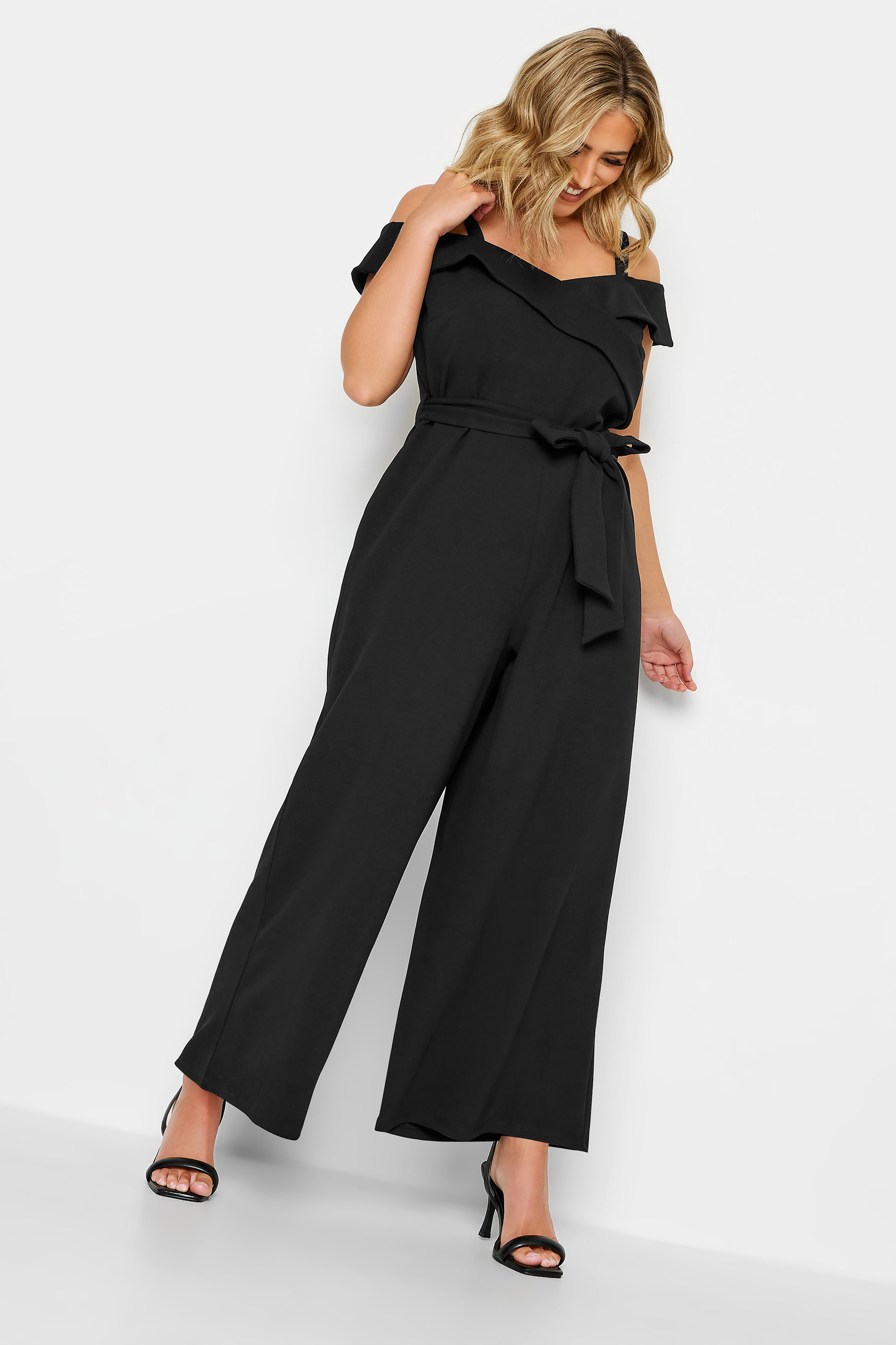 YOURS LONDON Plus Size Black Bardot Jumpsuit | Yours Clothing 2