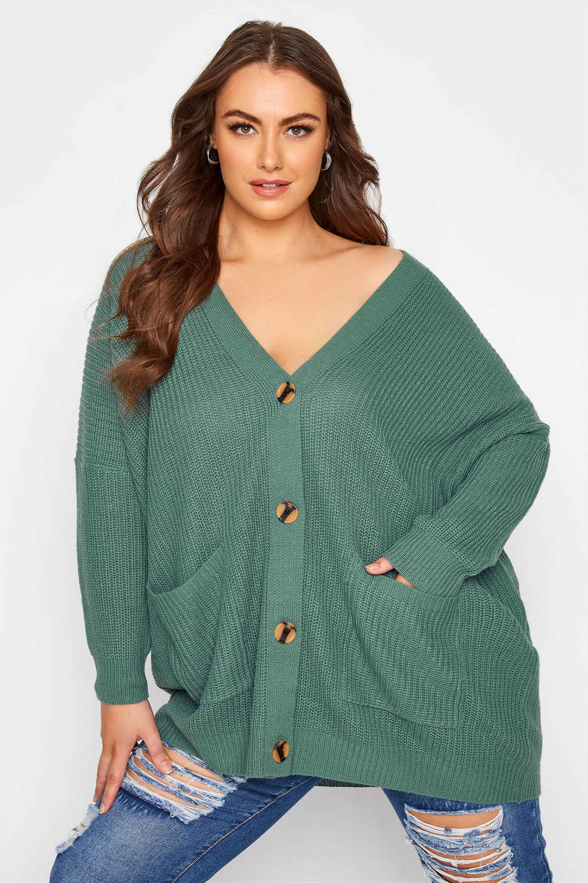 Curve Green Button Knitted Cardigan_A.jpg