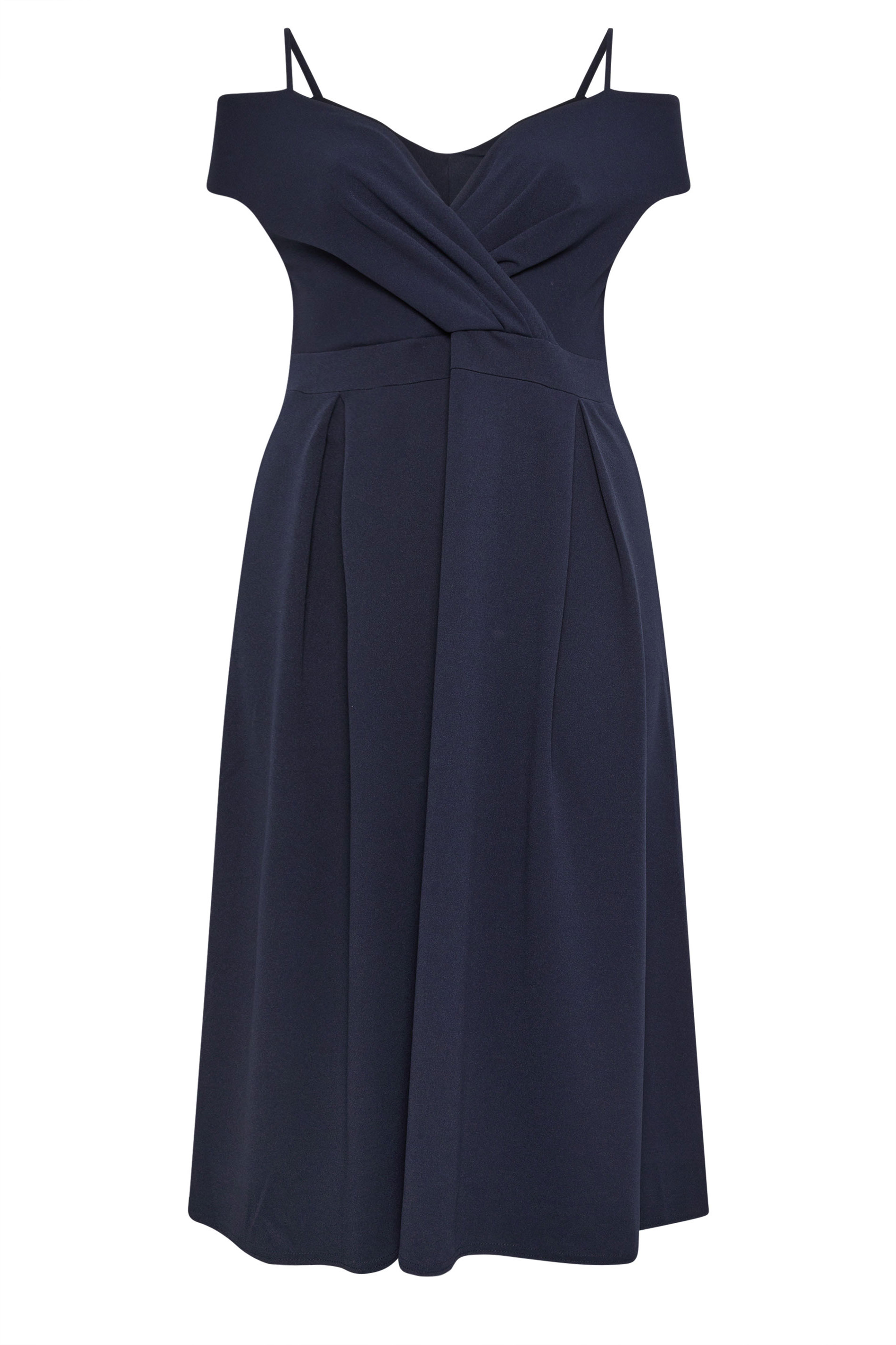 YOURS LONDON Plus Size Navy Blue Bardot Skater Dress | Yours Clothing 5