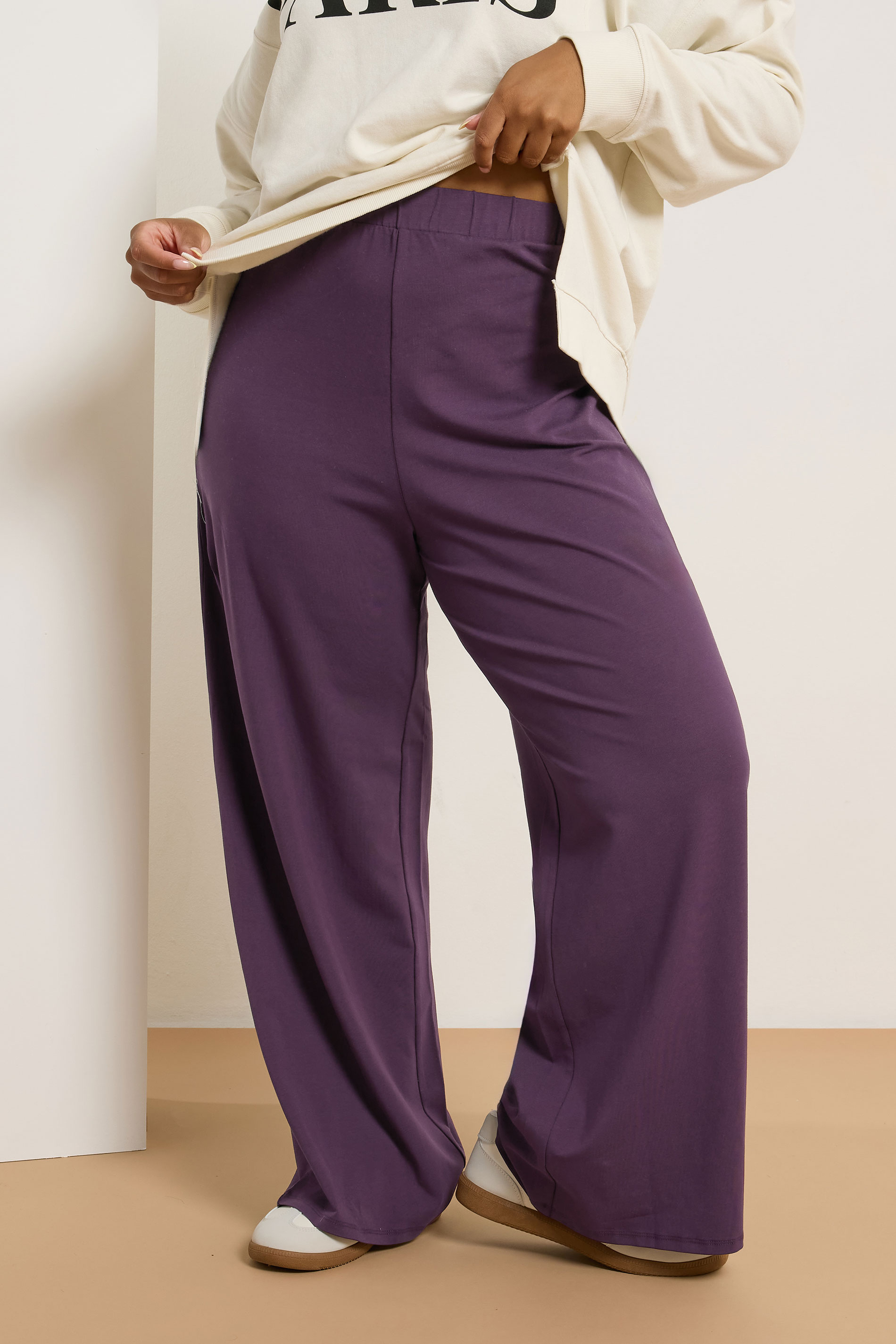 Purple Yours Curve Wide Leg Leggings, Women's Curve & Plus Size, Yours