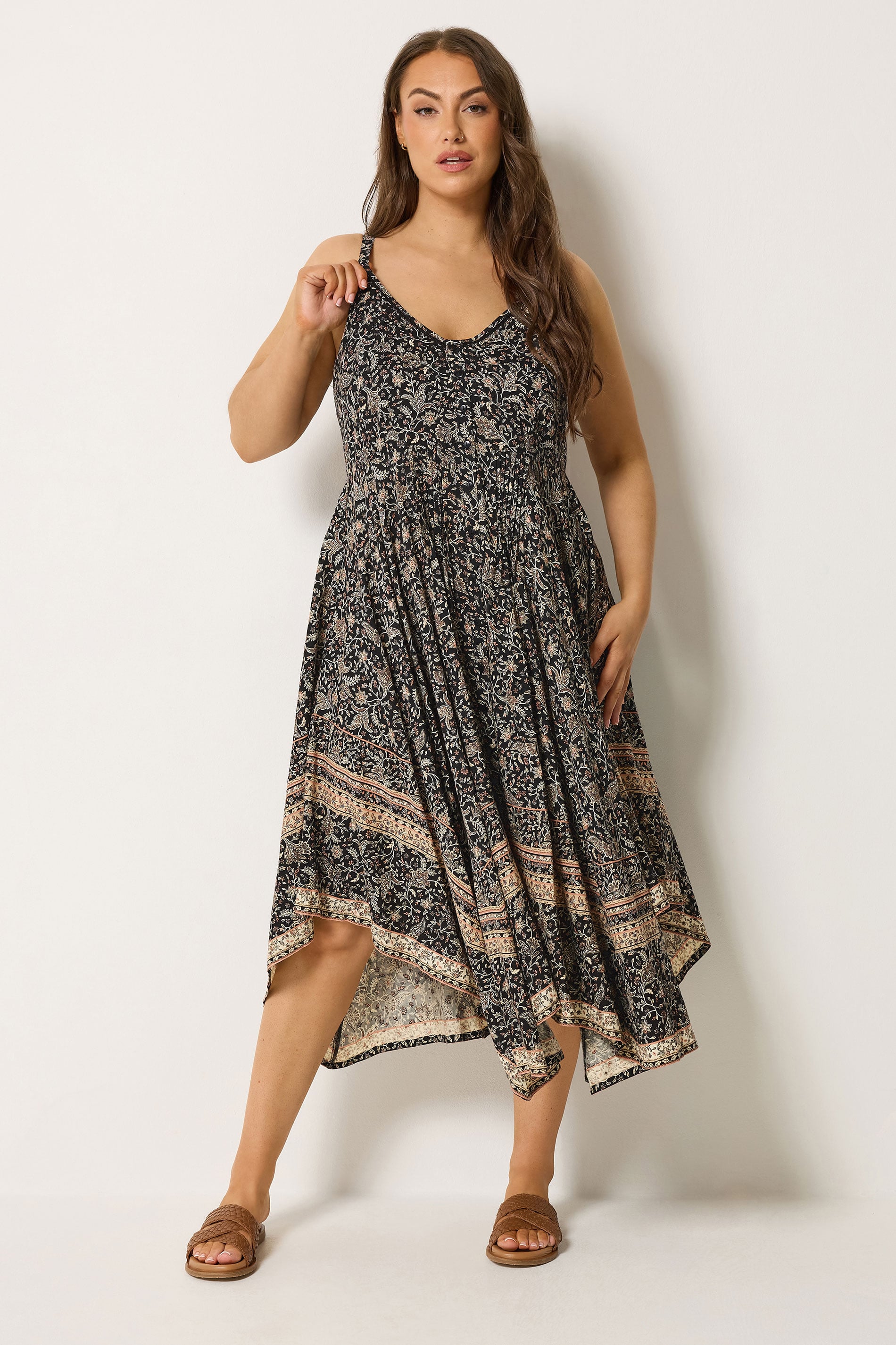 YOURS Curve Black Paisley Hanky Hem Dress 2
