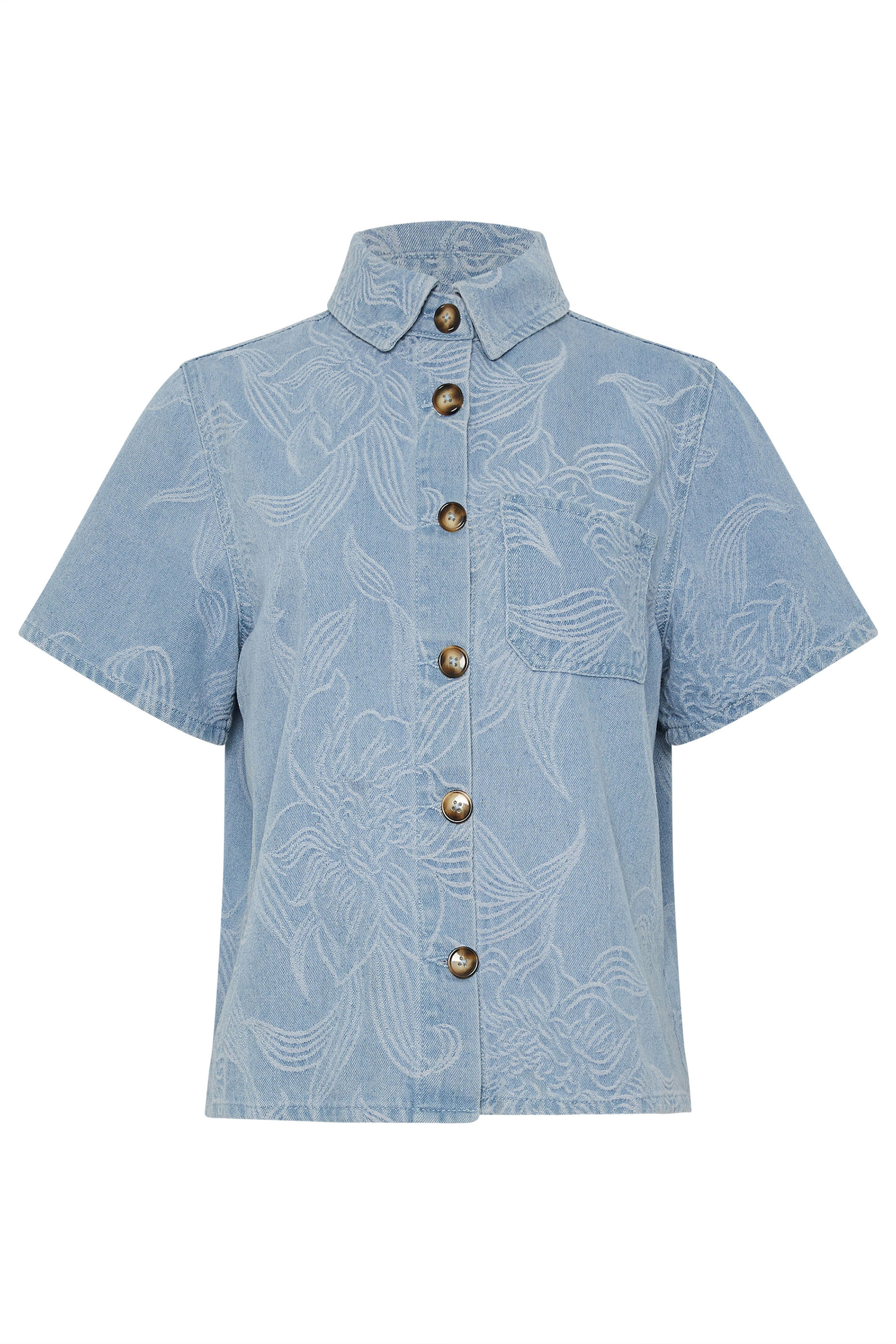 LTS PREMIUM Tall Women's Light Blue Cotton Jacquard Denim Shirt | Long Tall Sally  7