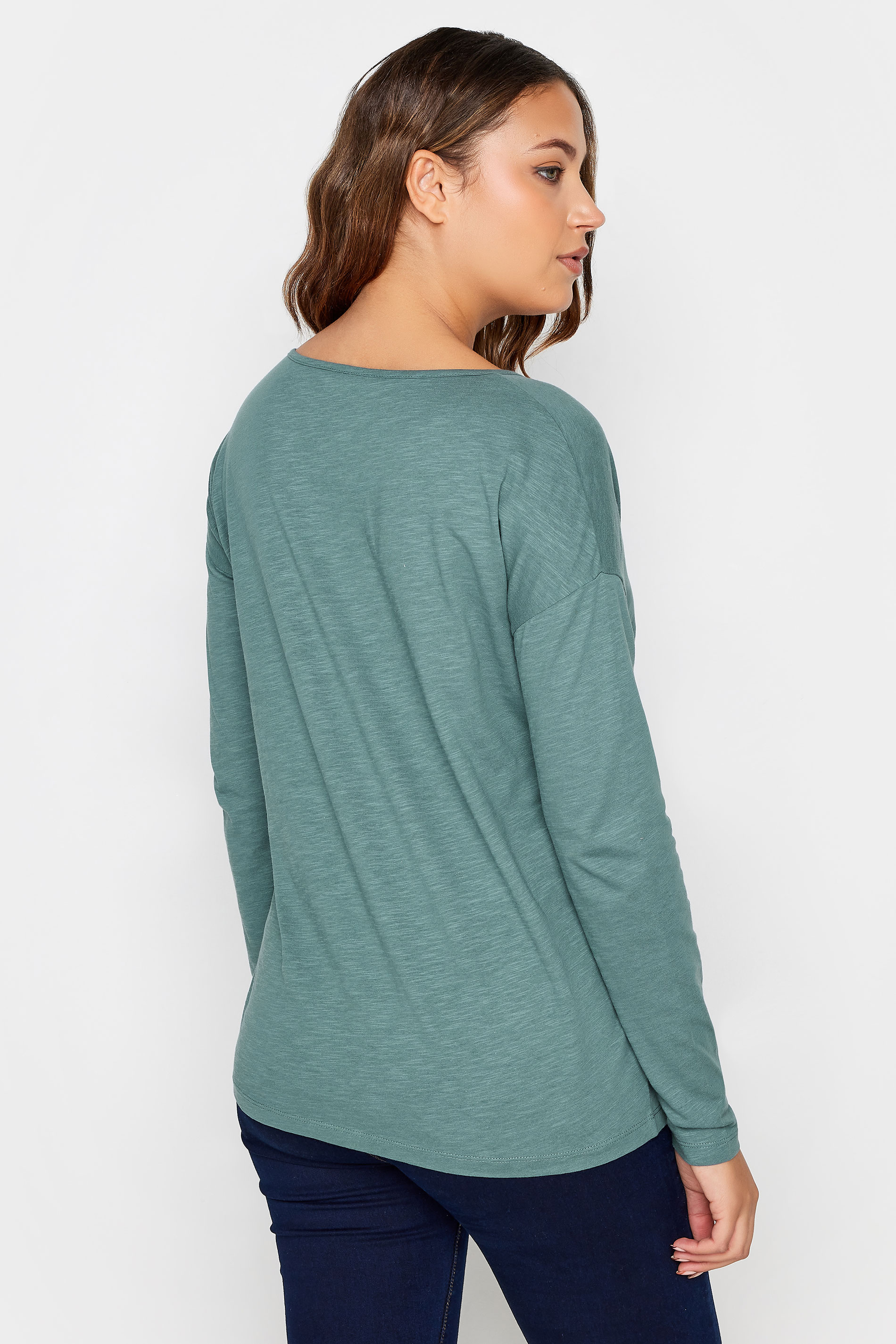 LTS Tall Teal Blue V-Neck Cotton T-Shirt | Long Tall Sally 3