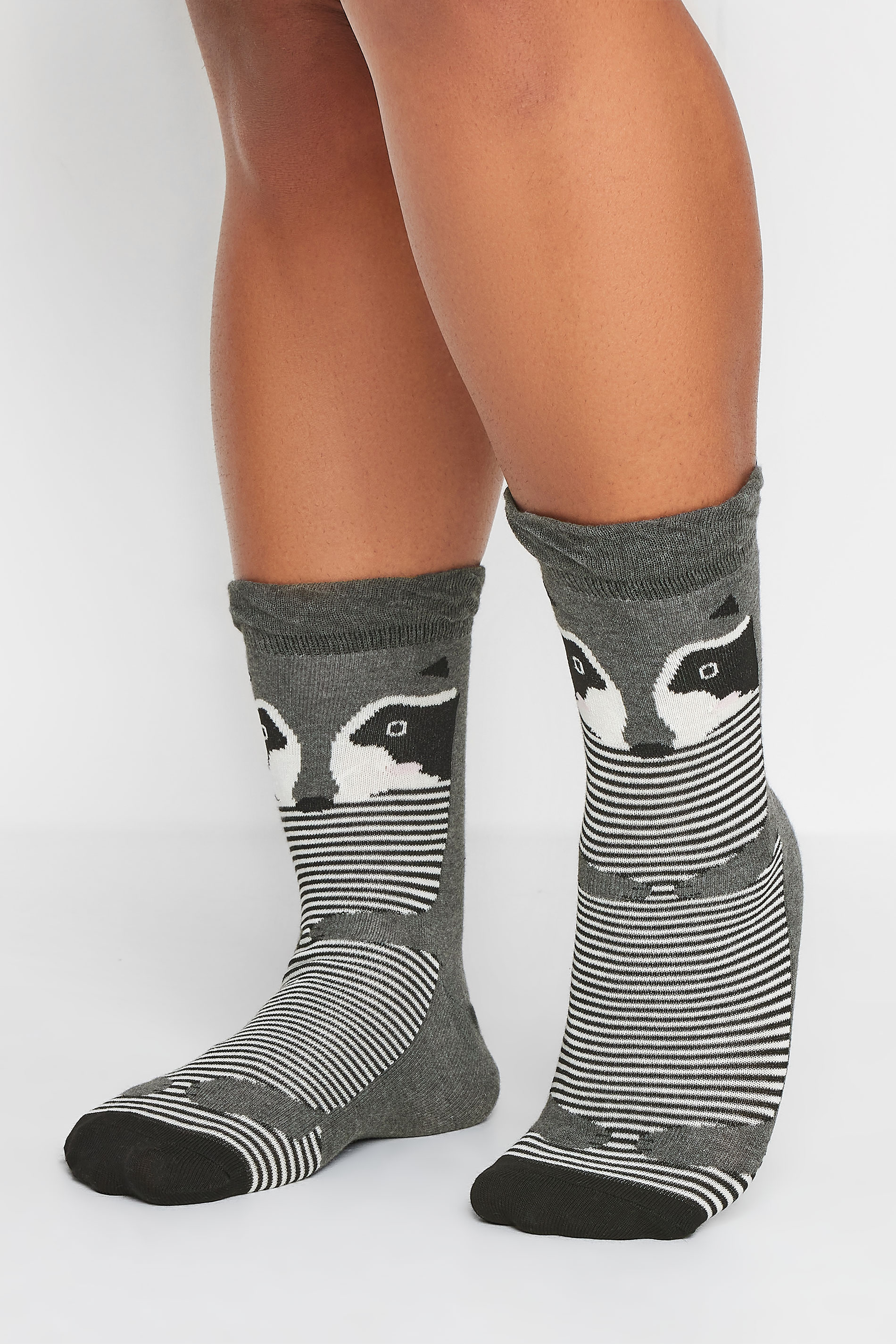 YOURS 4 PACK Grey Animal Print Ankle Socks | Yours Clothing 2