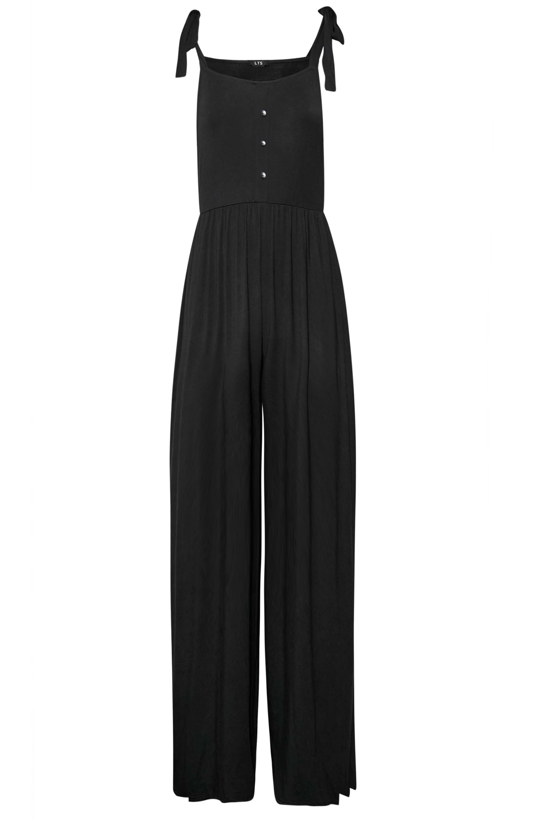 LTS Tall Black Wide Leg Culotte Dungarees | Long Tall Sally