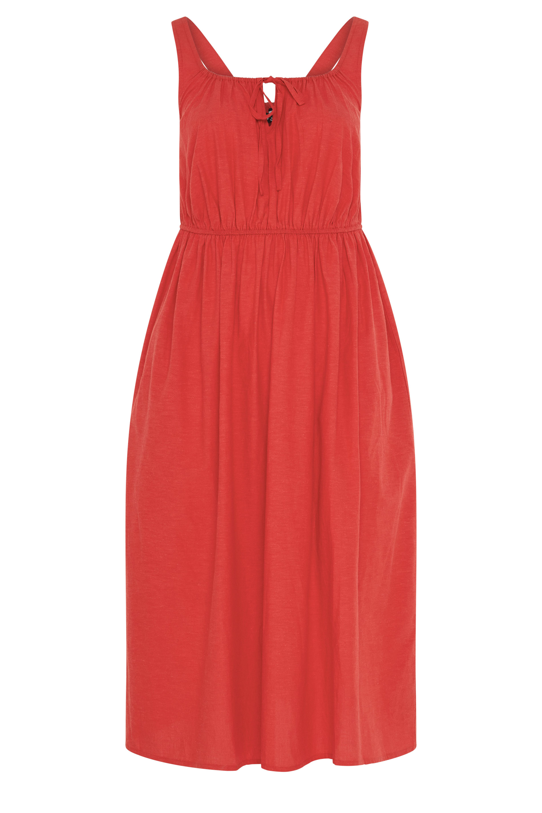 YOURS Plus Size Red Linen Milkmaid Dress | Yours Clothing 5