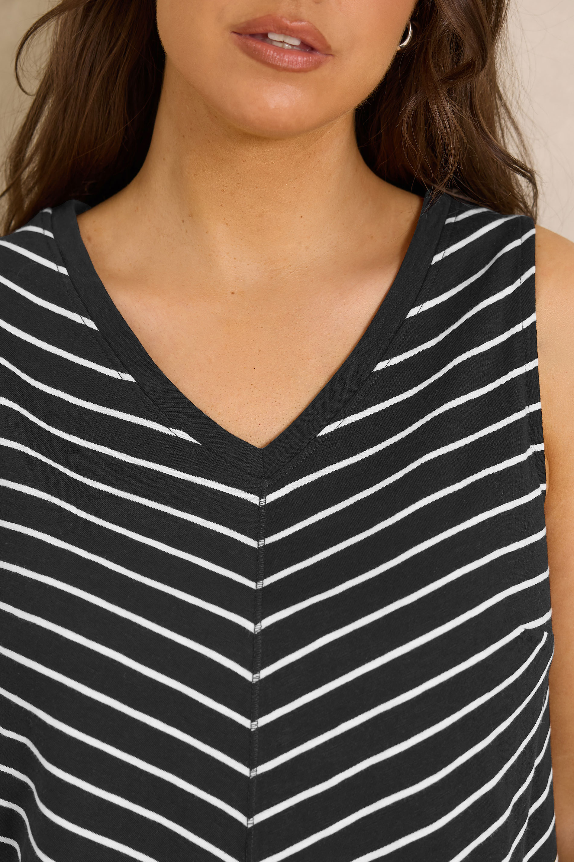 EVANS Plus Size 2 Pack Blue & Black Cotton Vest Tops 6