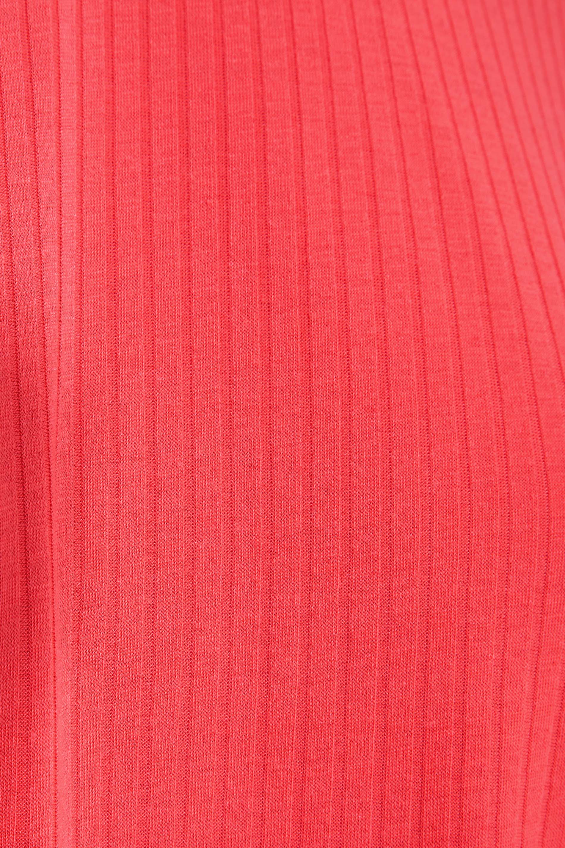 Grande taille  Tops Grande taille  Tops Jersey | LIMITED COLLECTION - T-Shirt Rose Saumon Nervuré Volanté - ER74653