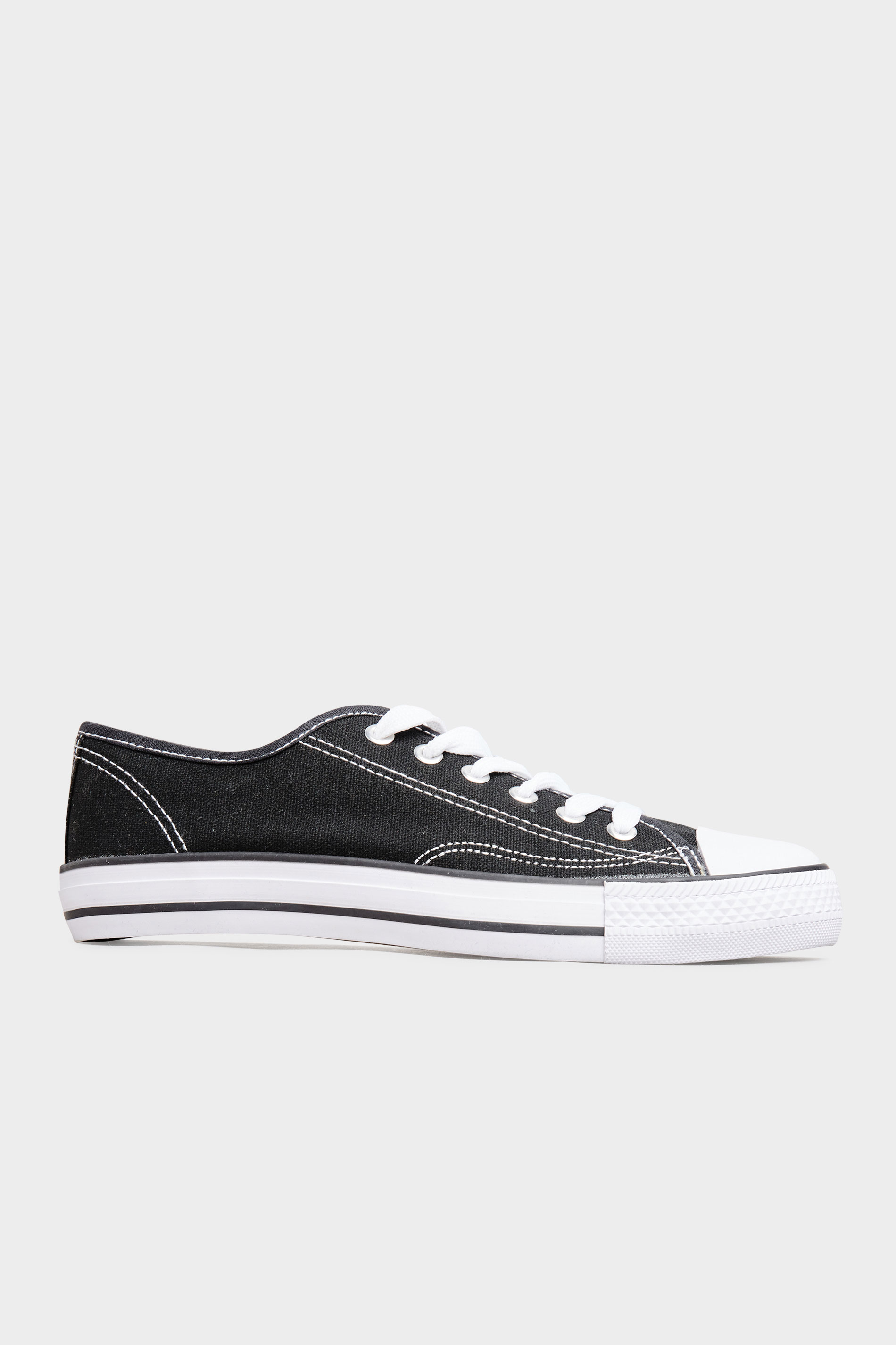 Black Low Canvas Trainer in Regular Fit | Long Tall Sally