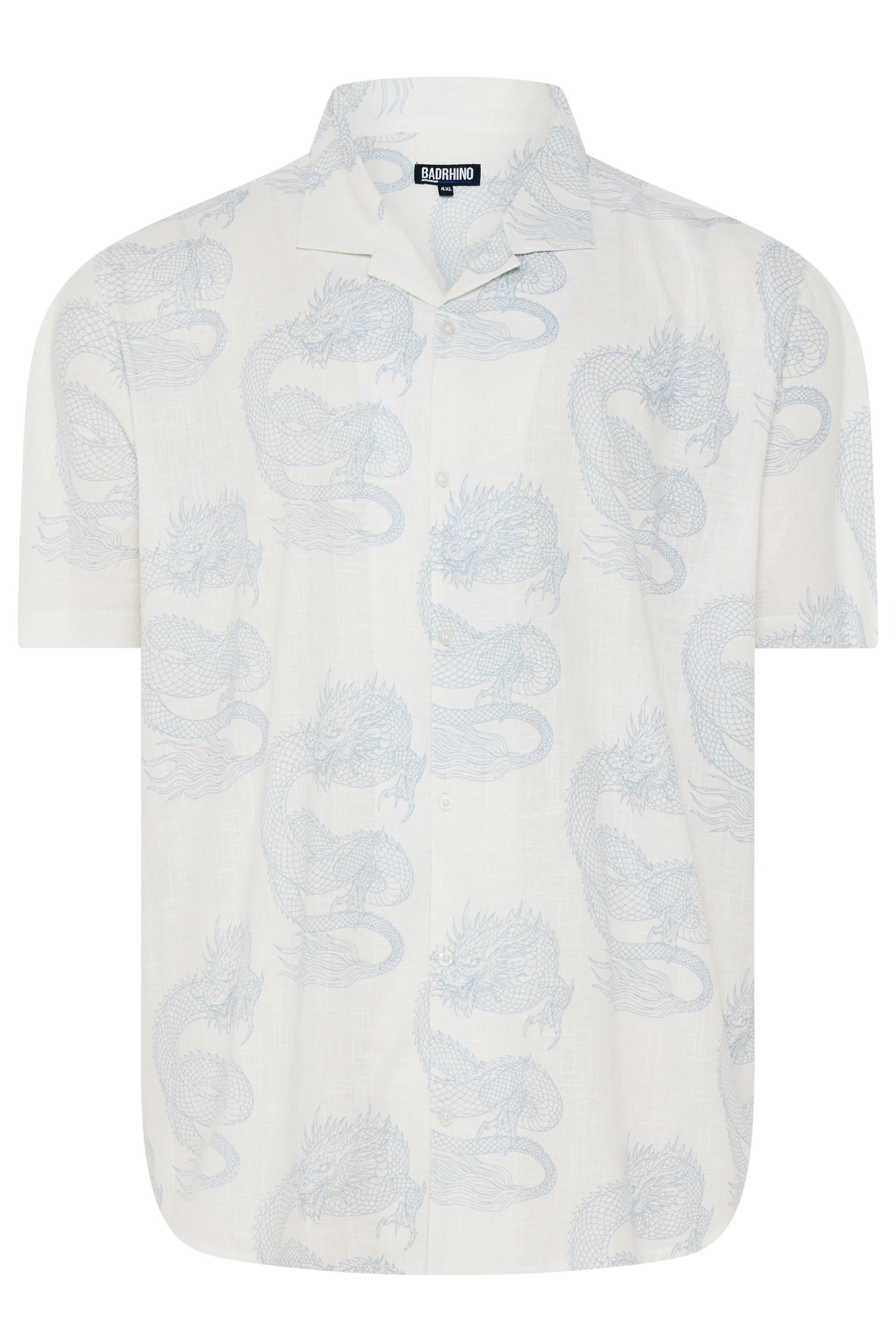 BadRhino Big & Tall White Dragon Print Shirt | BadRhino 6
