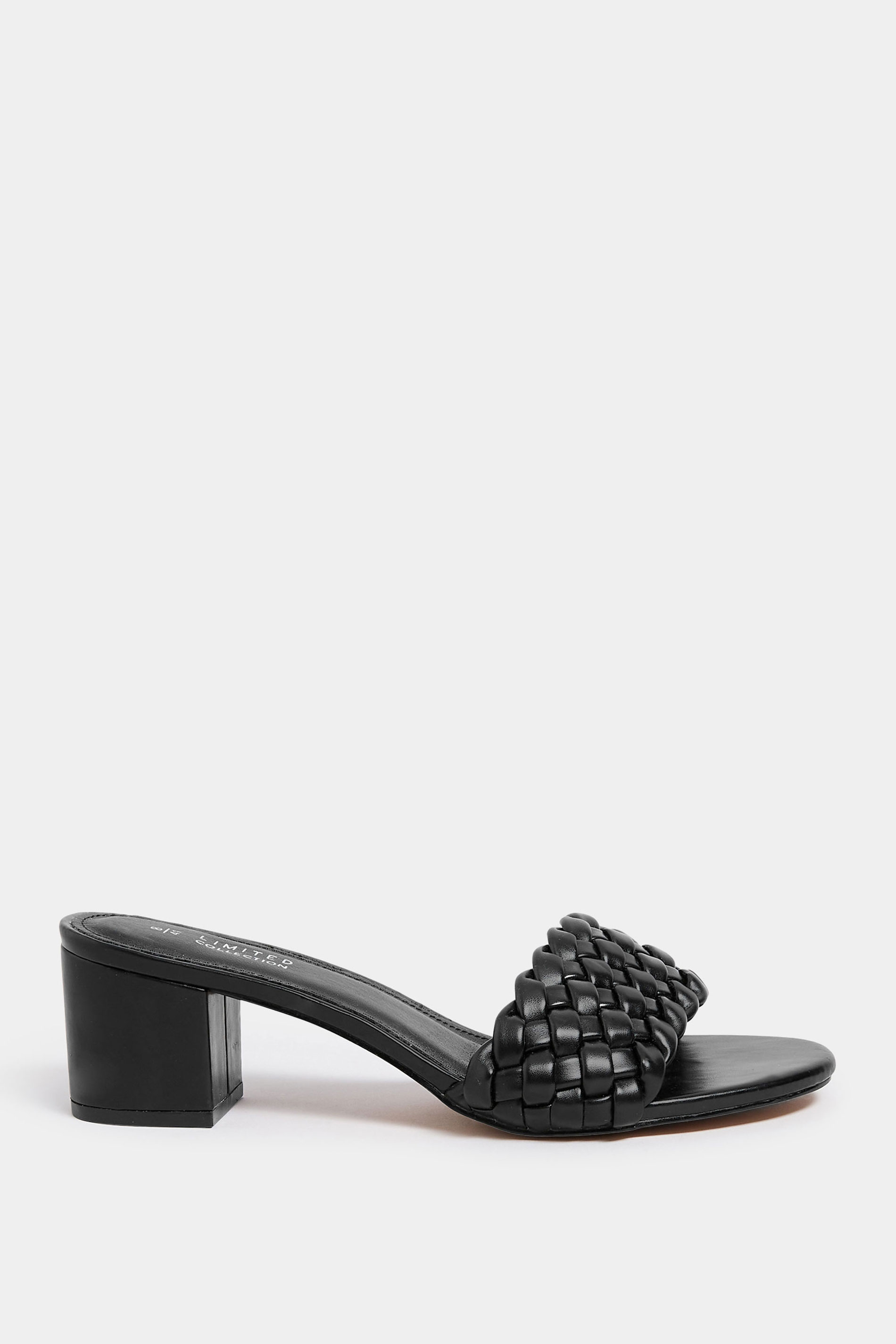 LIMTIED COLLECTION Black Plaited Mule In Wide E Fit & Extra Wide EEE Fit | Yours Clothing 3