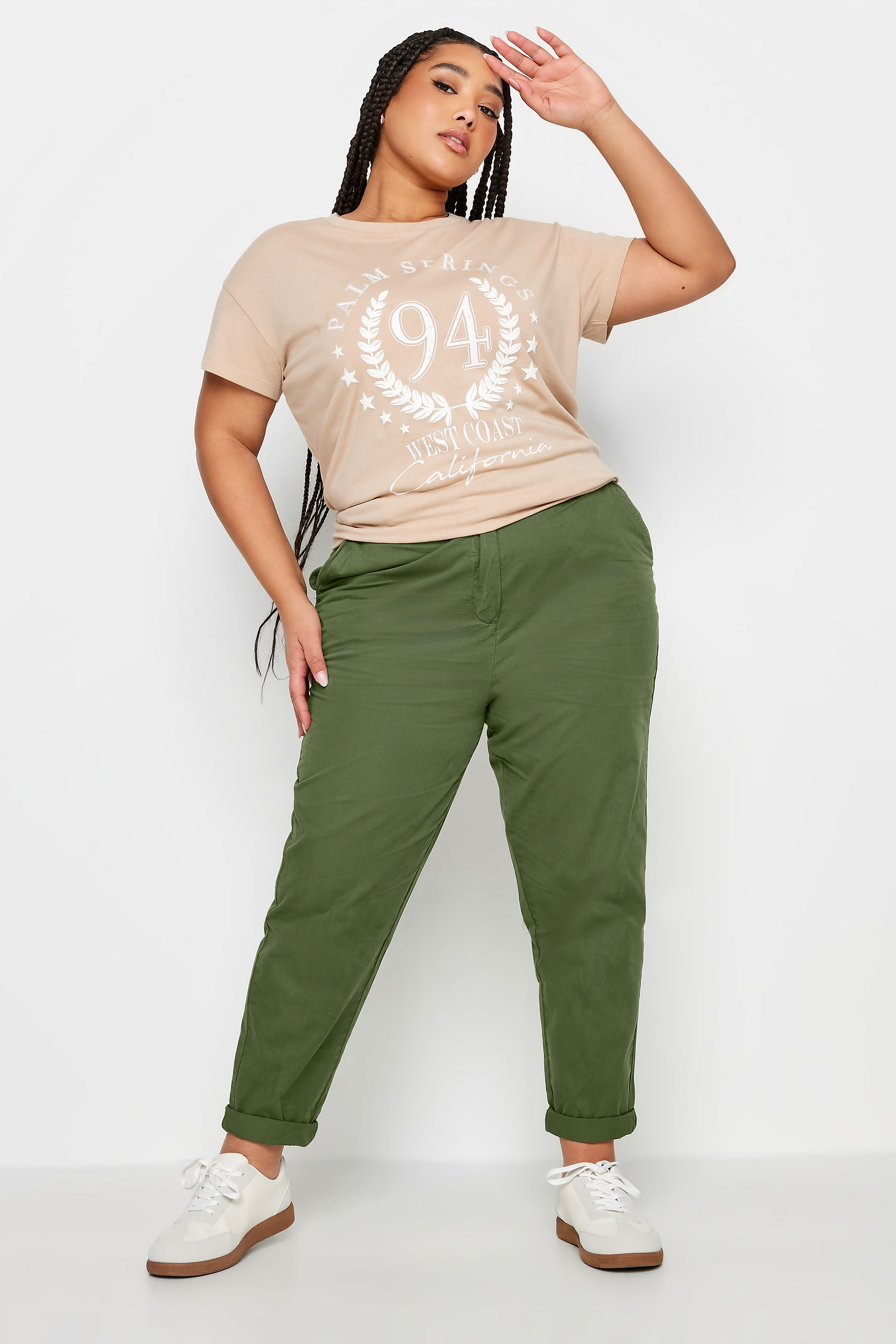 YOURS Plus Size Khaki Green Straight Leg Chino Trousers | Yours Clothing  2