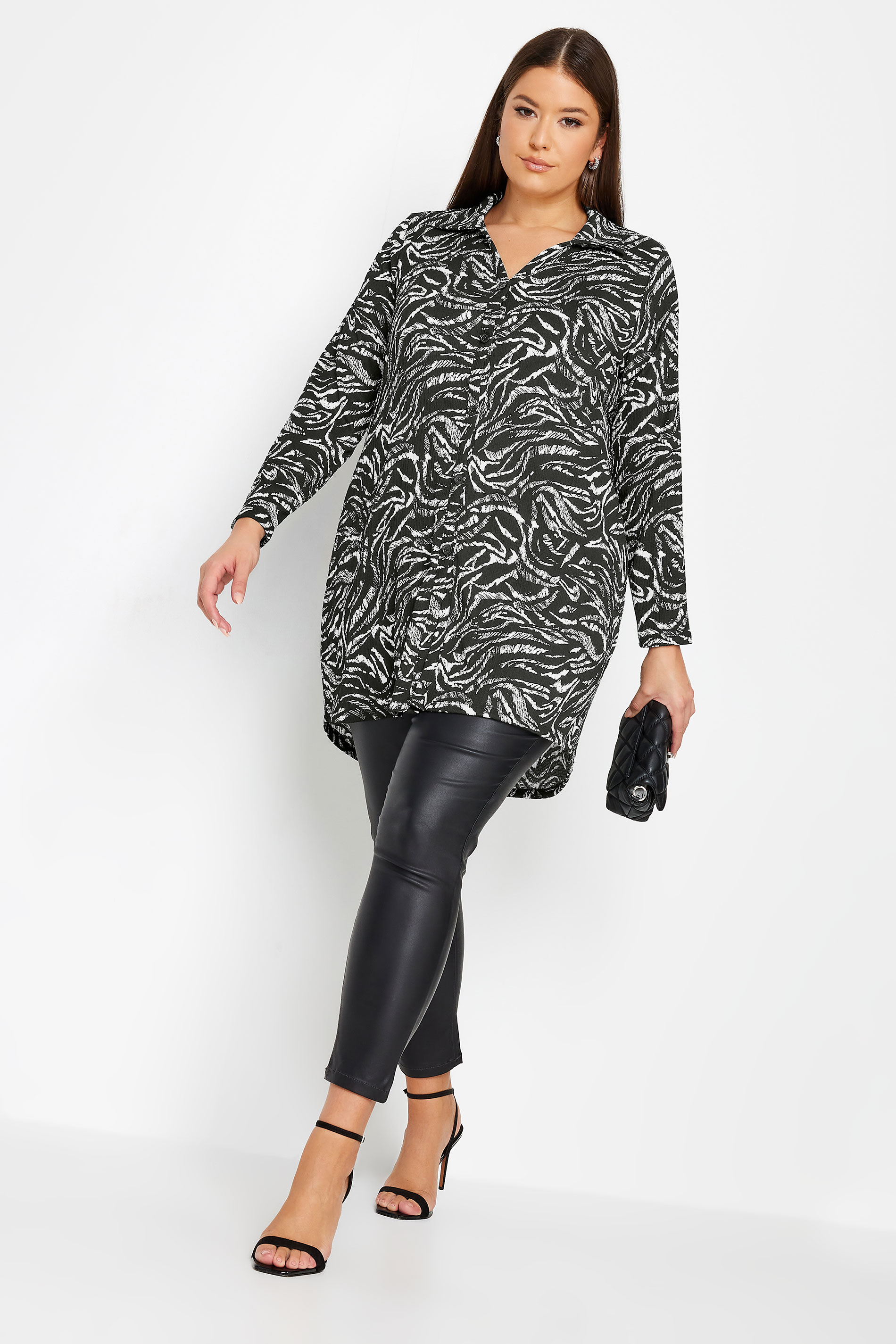 YOURS Plus Size Black Abstract Print Shirt | Yours Clothing 2