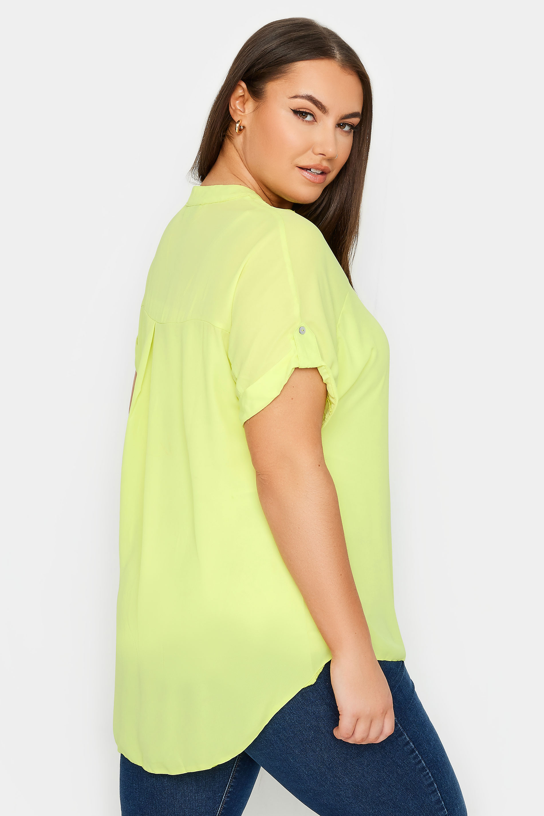 YOURS Plus Size Lime Green Button Through Shirt | Yours Clothing 3