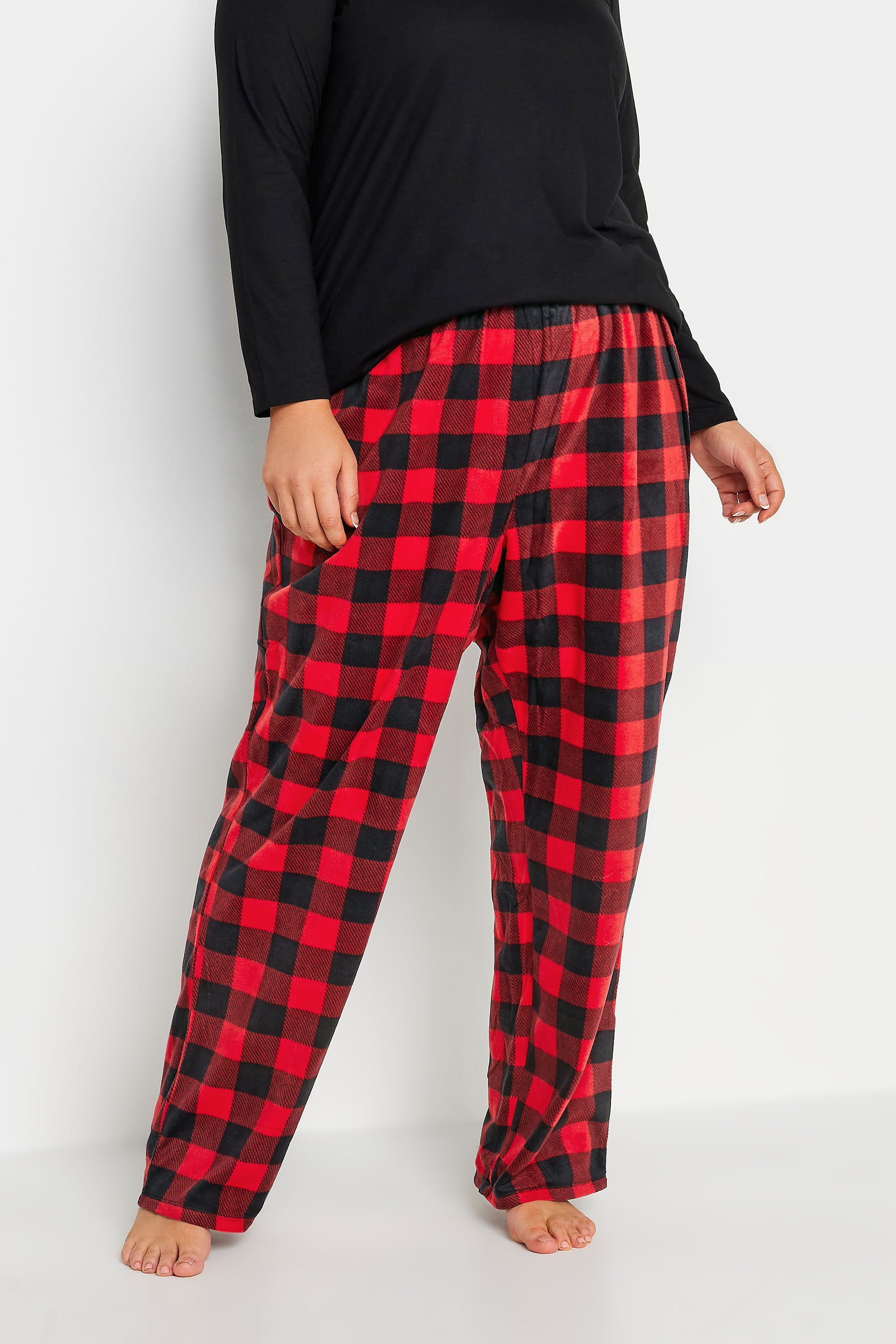 Stretch knit jogger pyjama pants - Buffalo red plaid - Plus Size