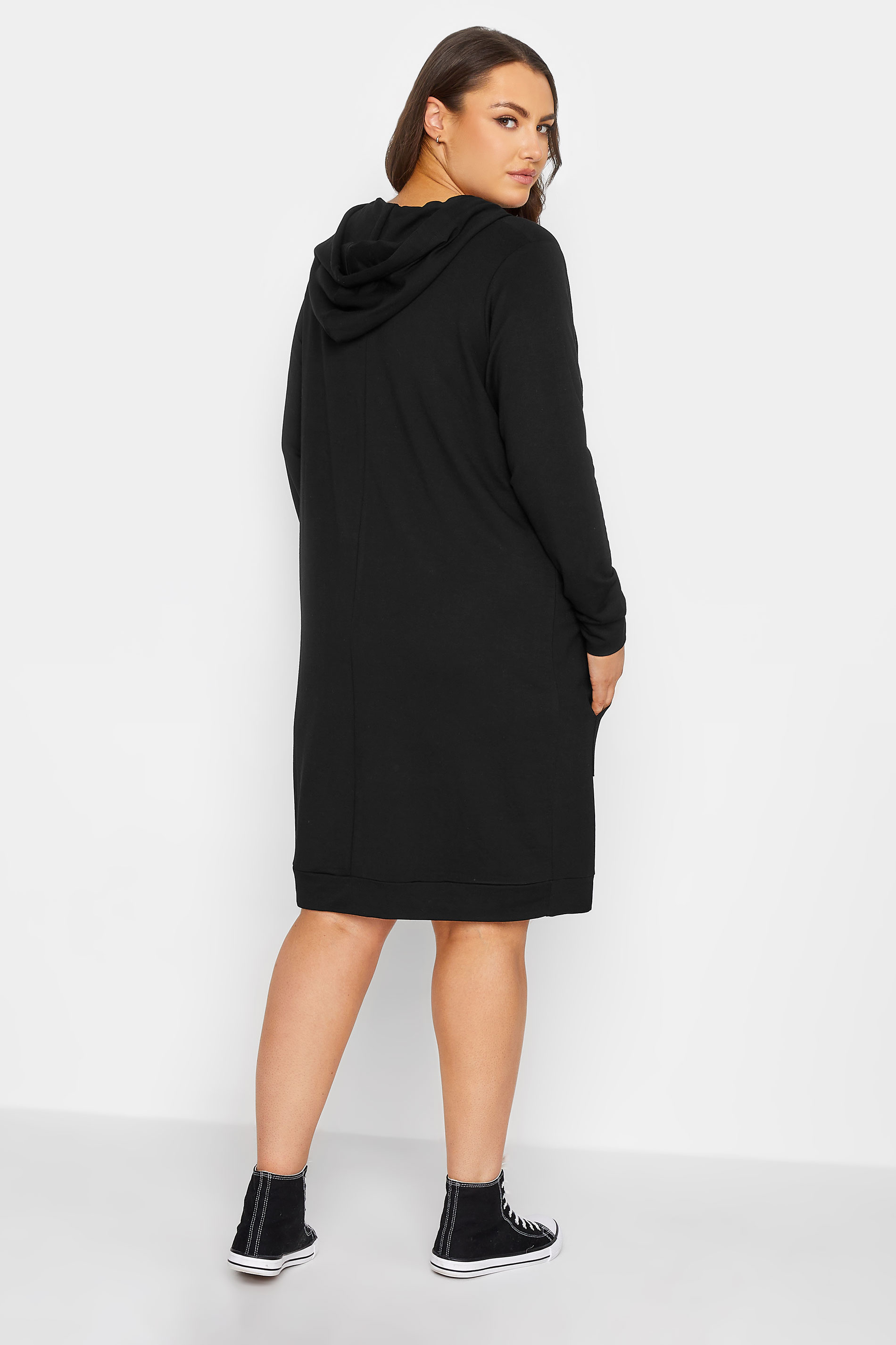 Curve Plus Size Black Hoodie Midi Dress | Yours Clothing 3